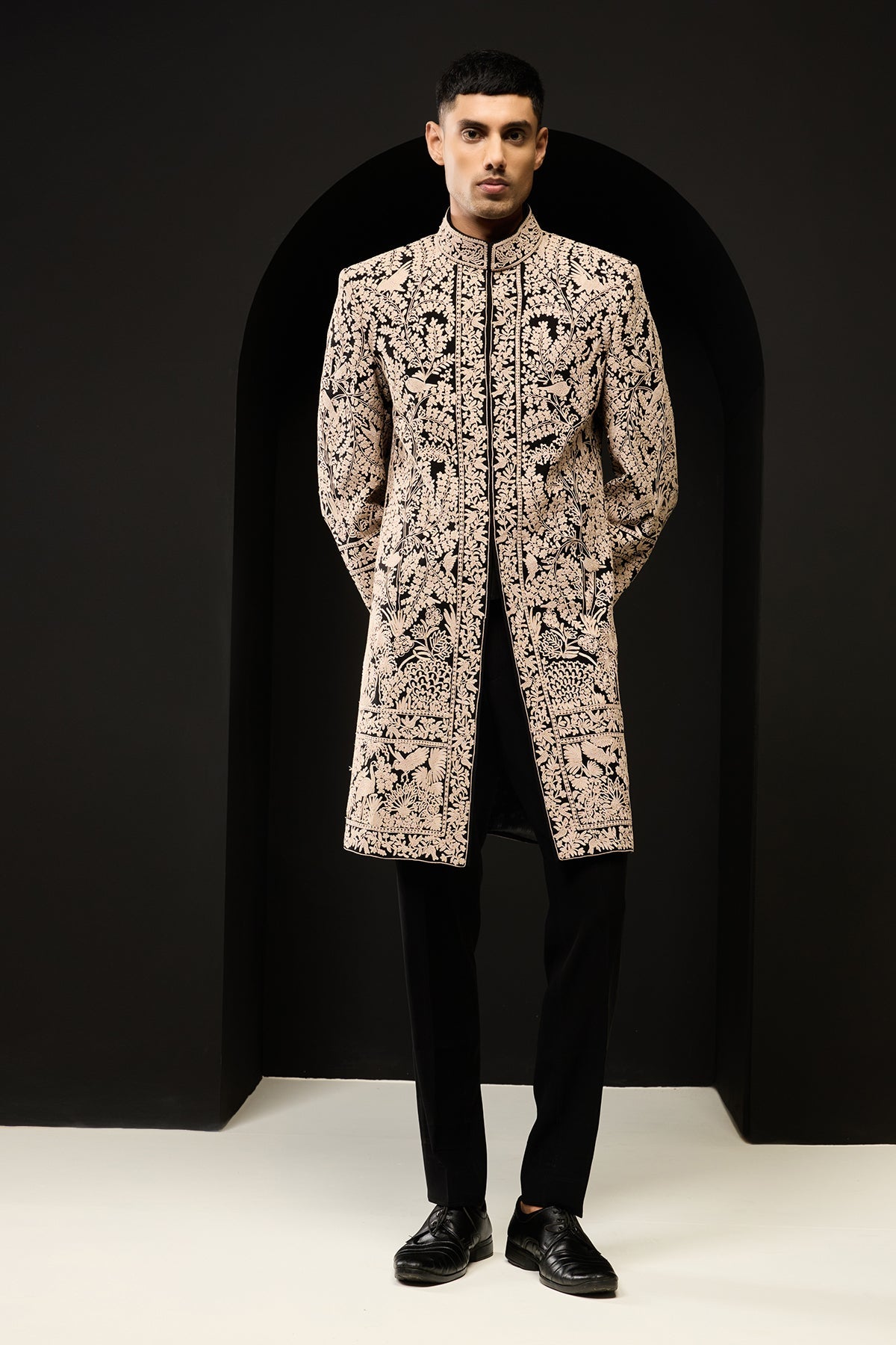 Black indowestern detailing with thread work