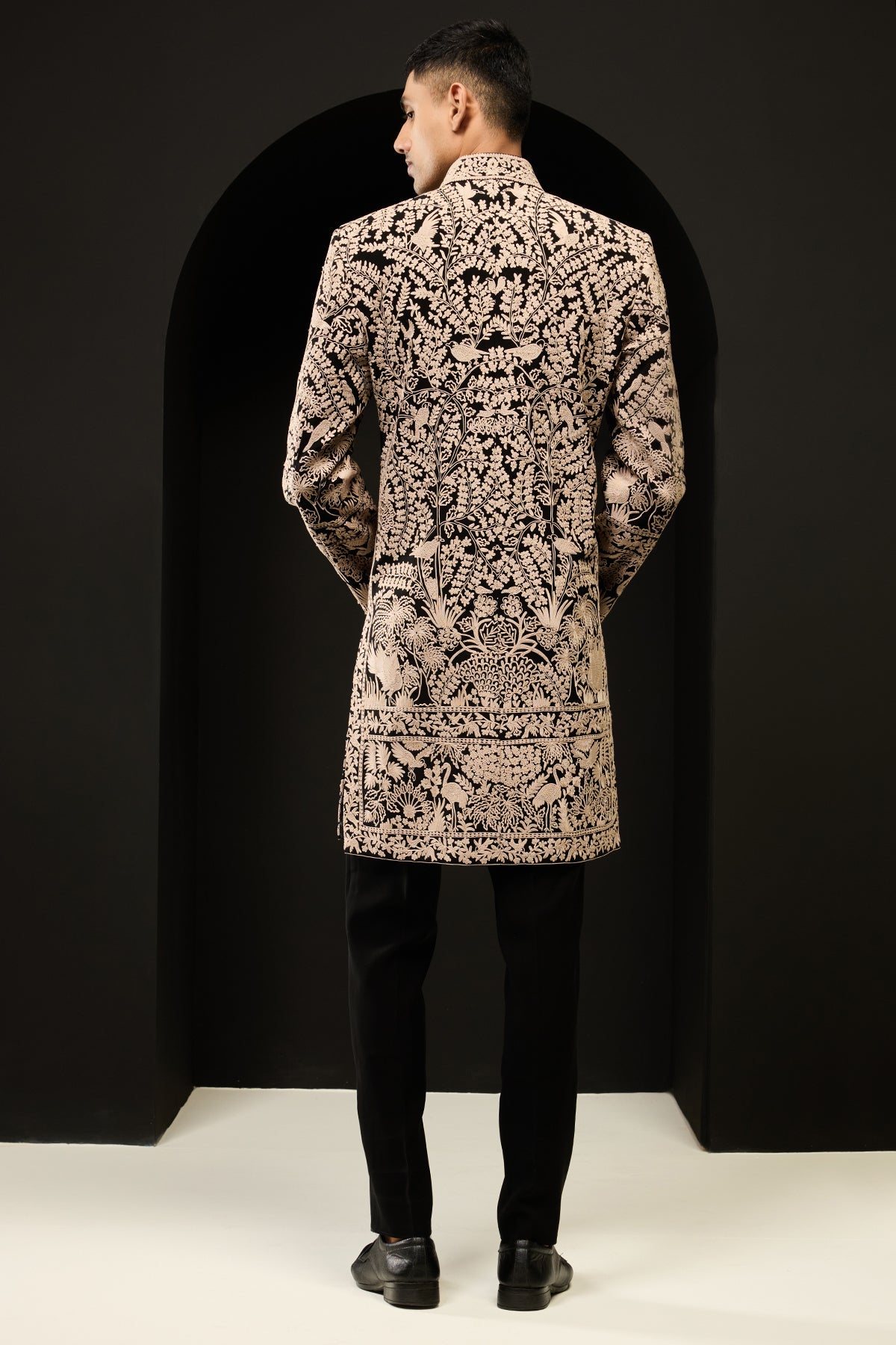 Black indowestern detailing with thread work