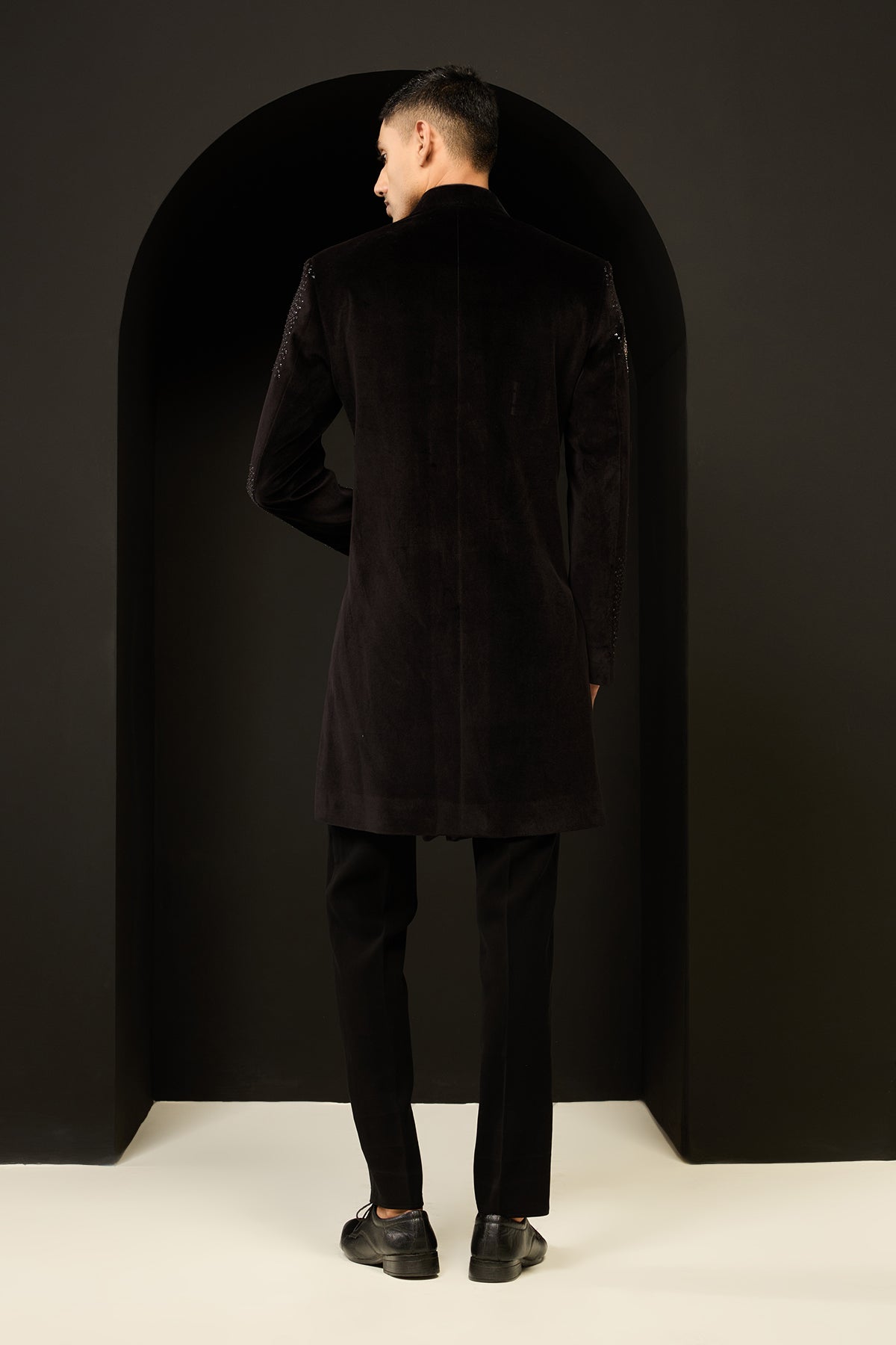 Black indo Western highlighting with sequins pearls and nalki