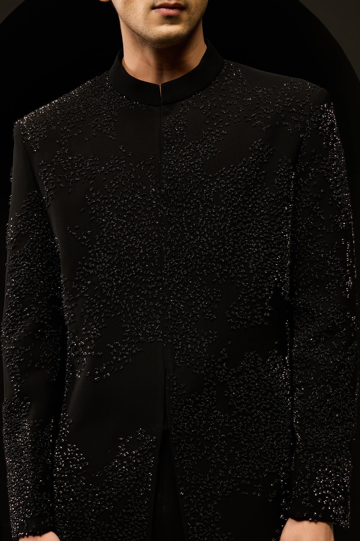 Black indo Western highlighting with pearls and cutdana