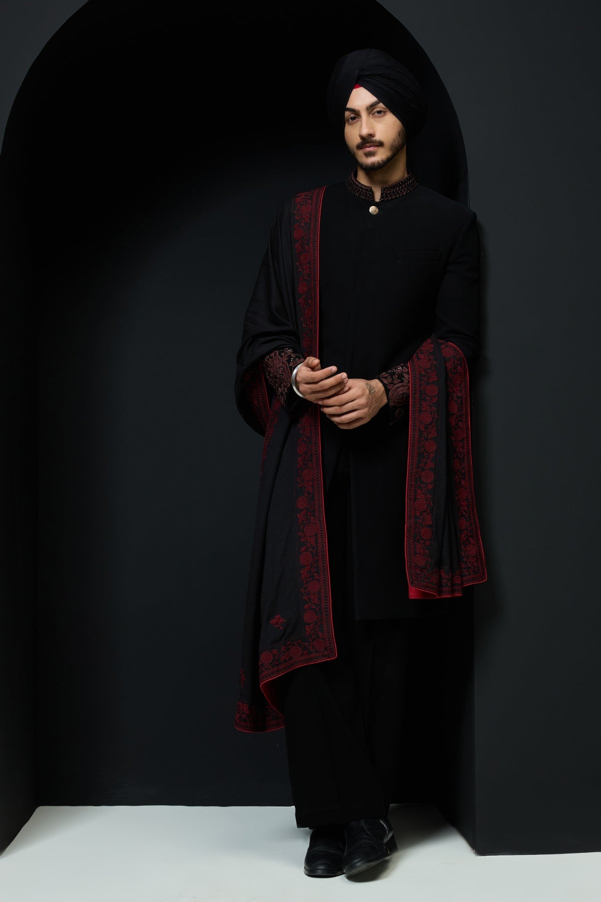 Black indo Western with spring thread work