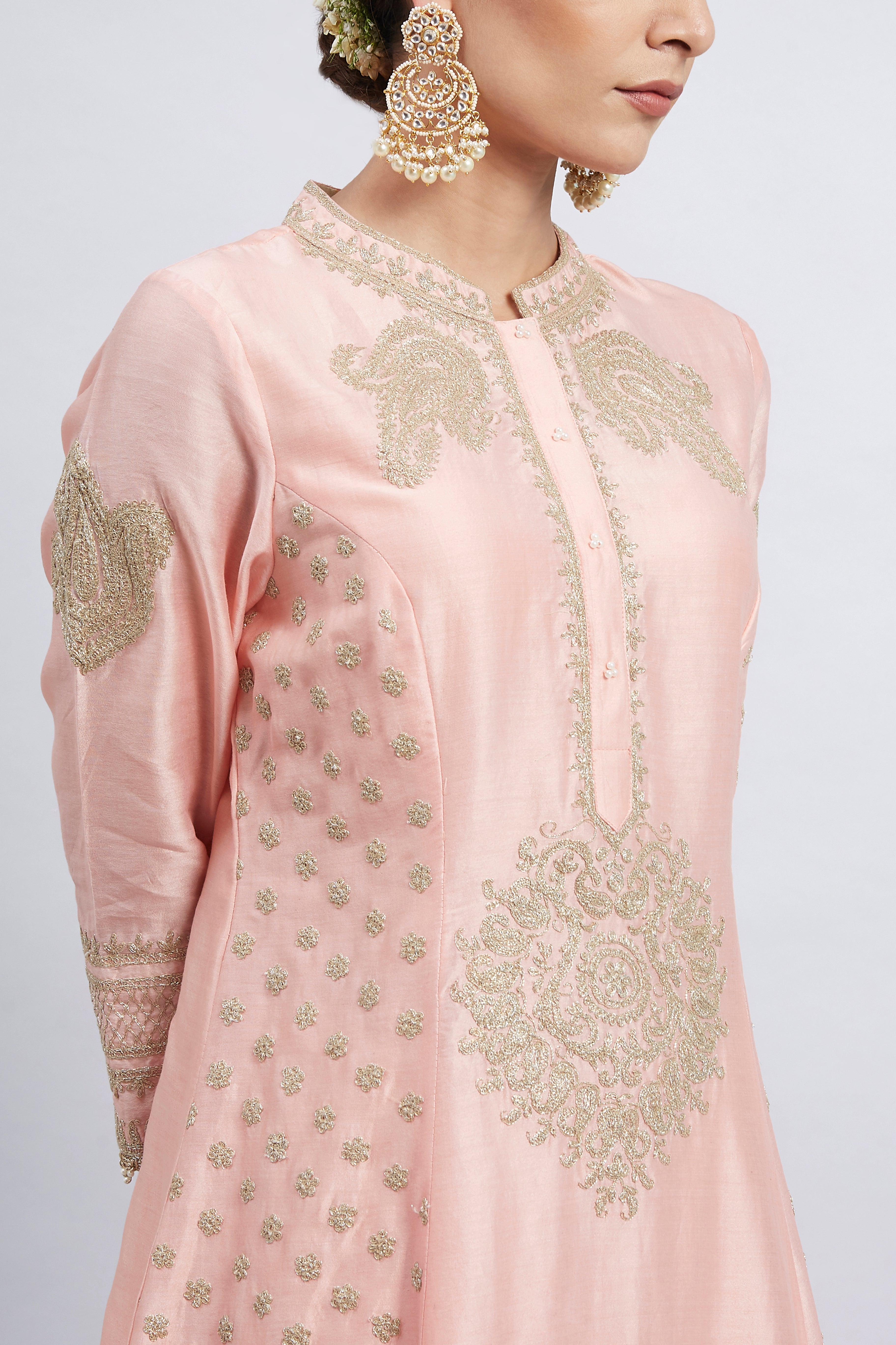 Naazira-Carnation Pink Embroidered Kurta Set (LXRTS)