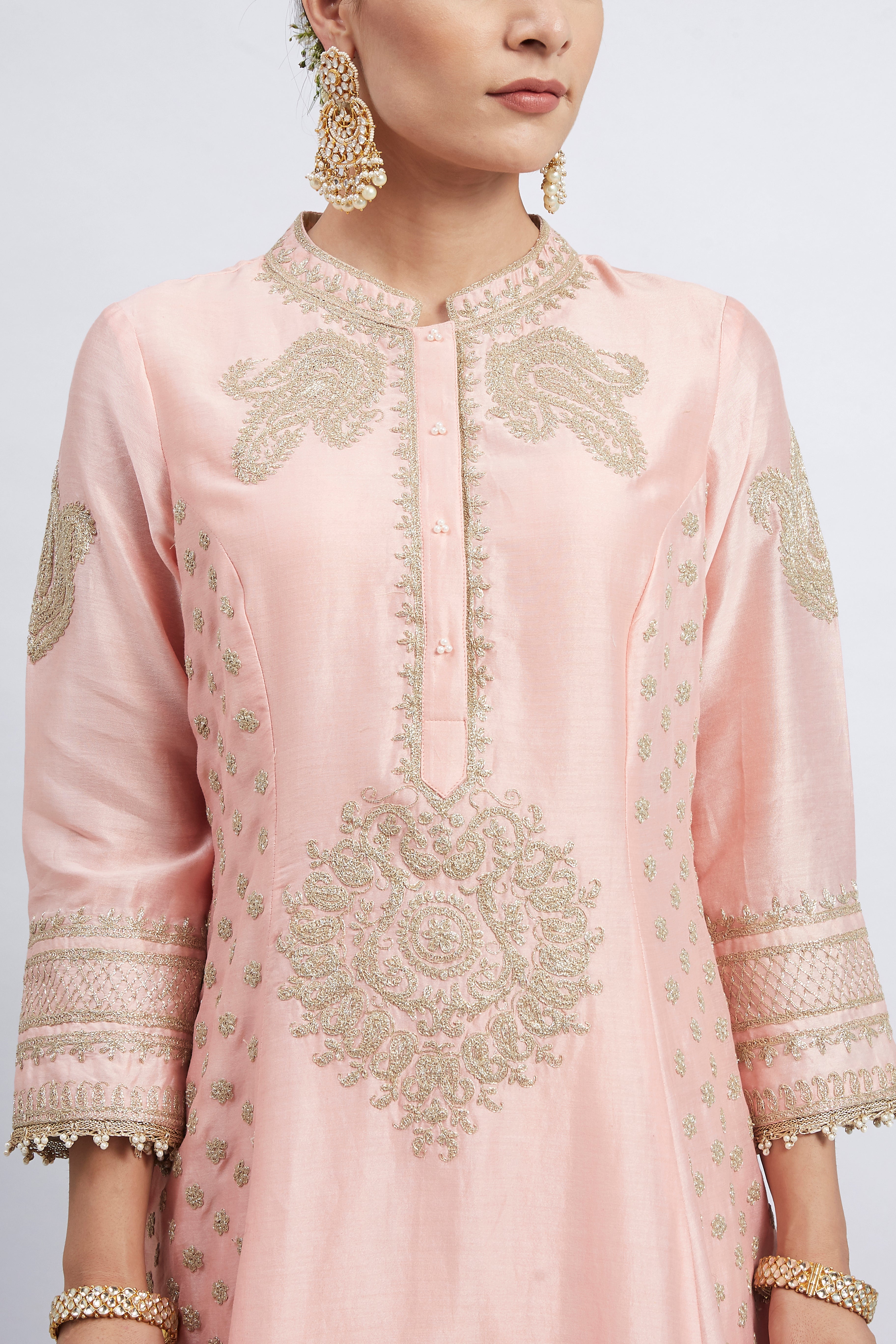 Naazira-Carnation Pink Embroidered Kurta Set (LXRTS)