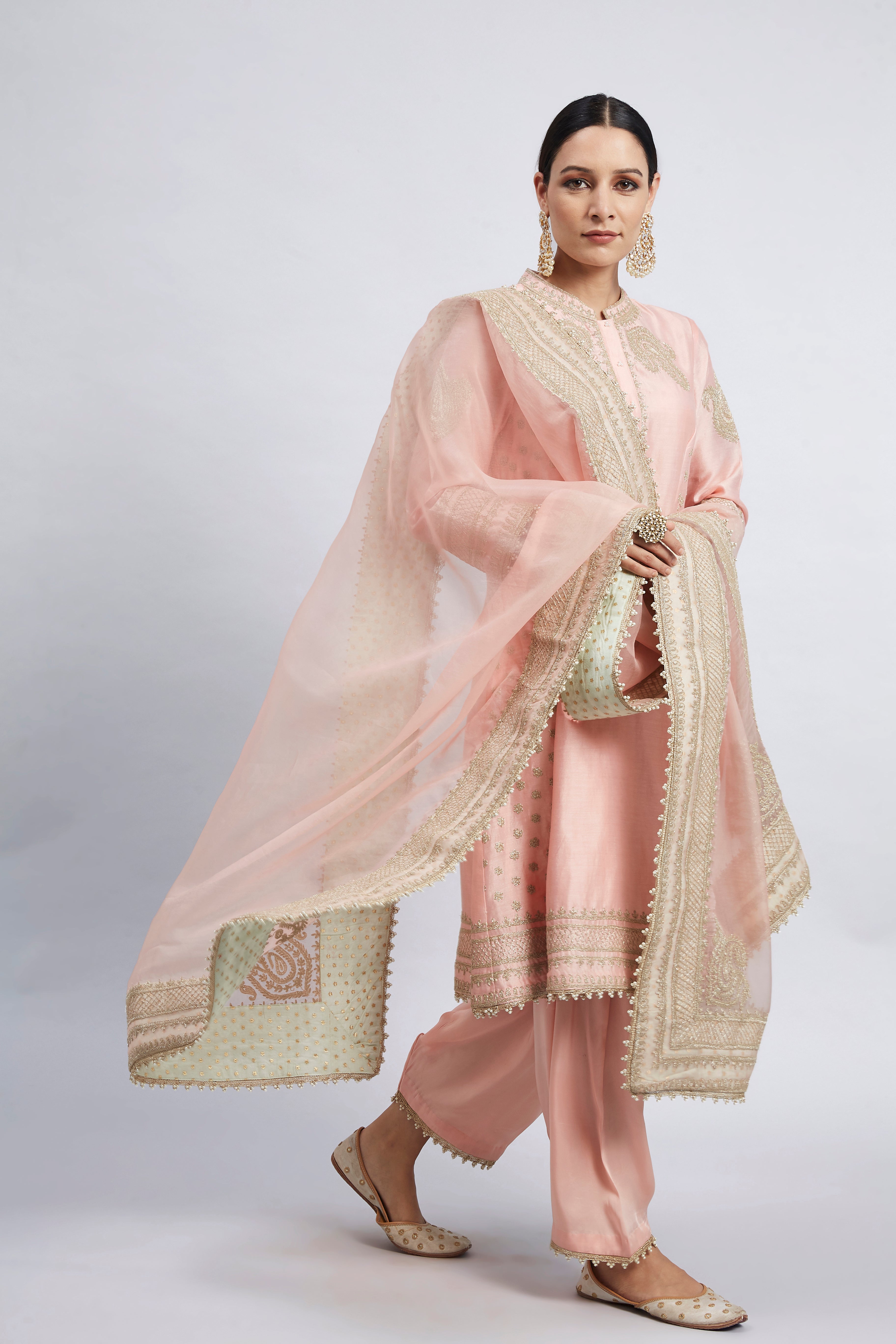 Naazira-Carnation Pink Embroidered Kurta Set (LXRTS)