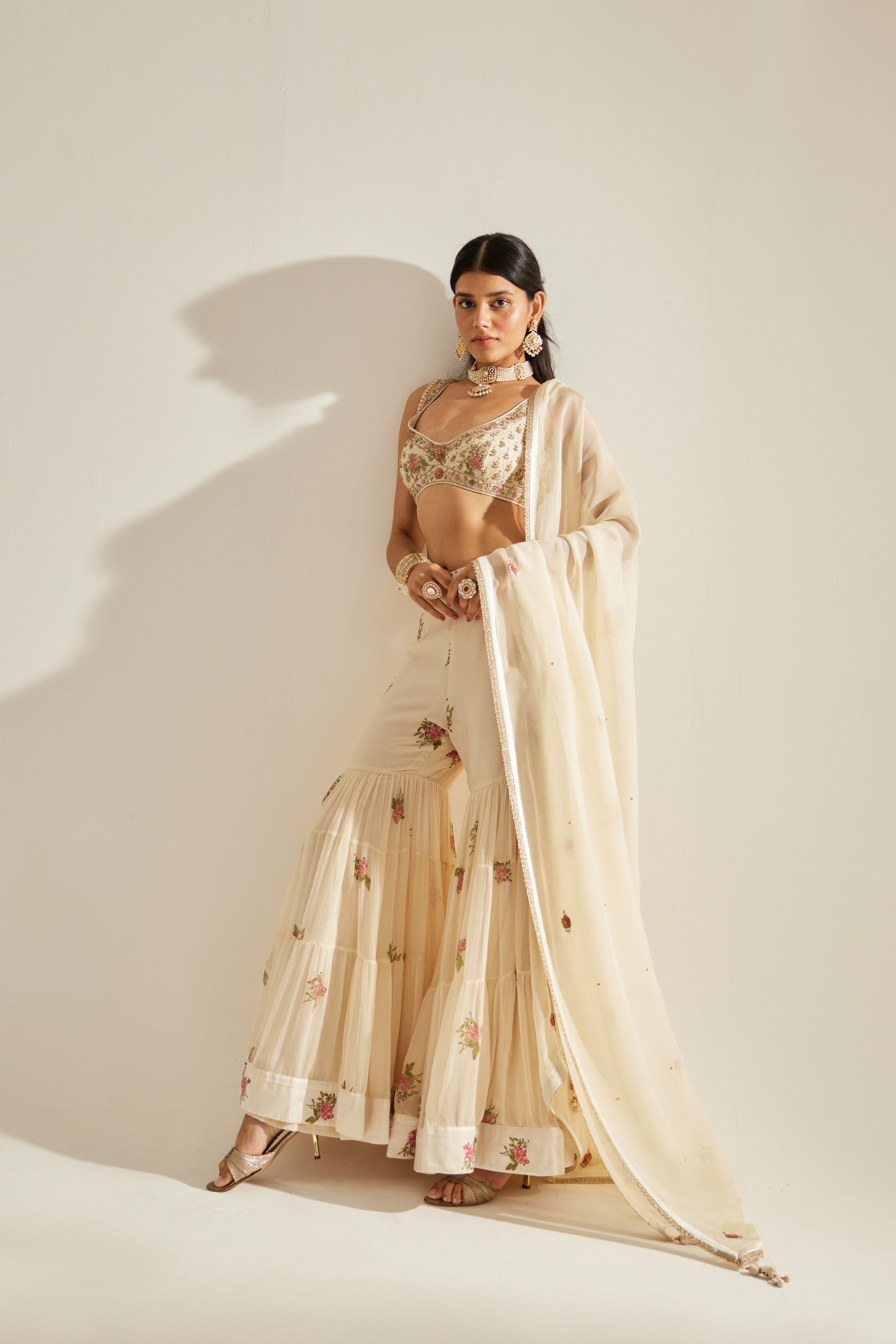 Papyrus White Sharara Set