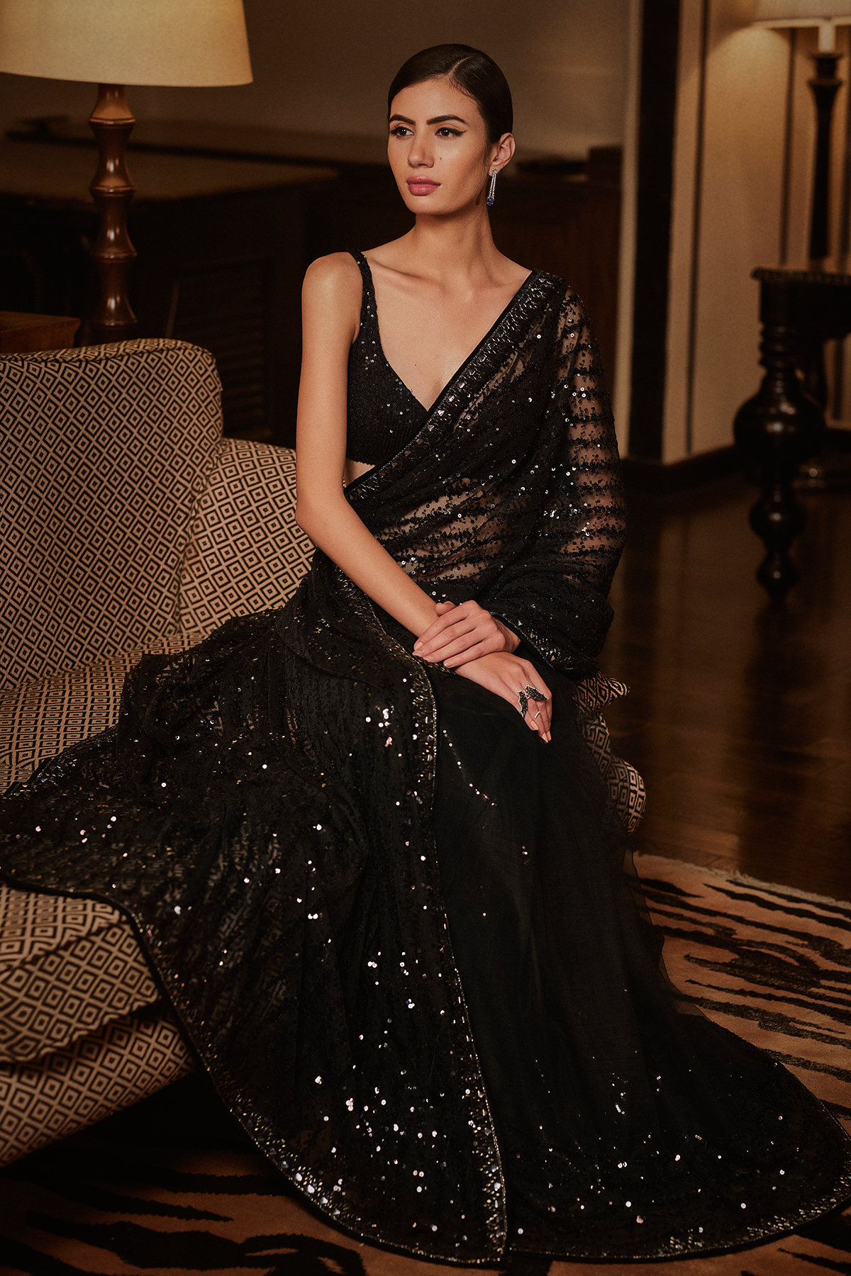 Black Sequence Saree and Blouse