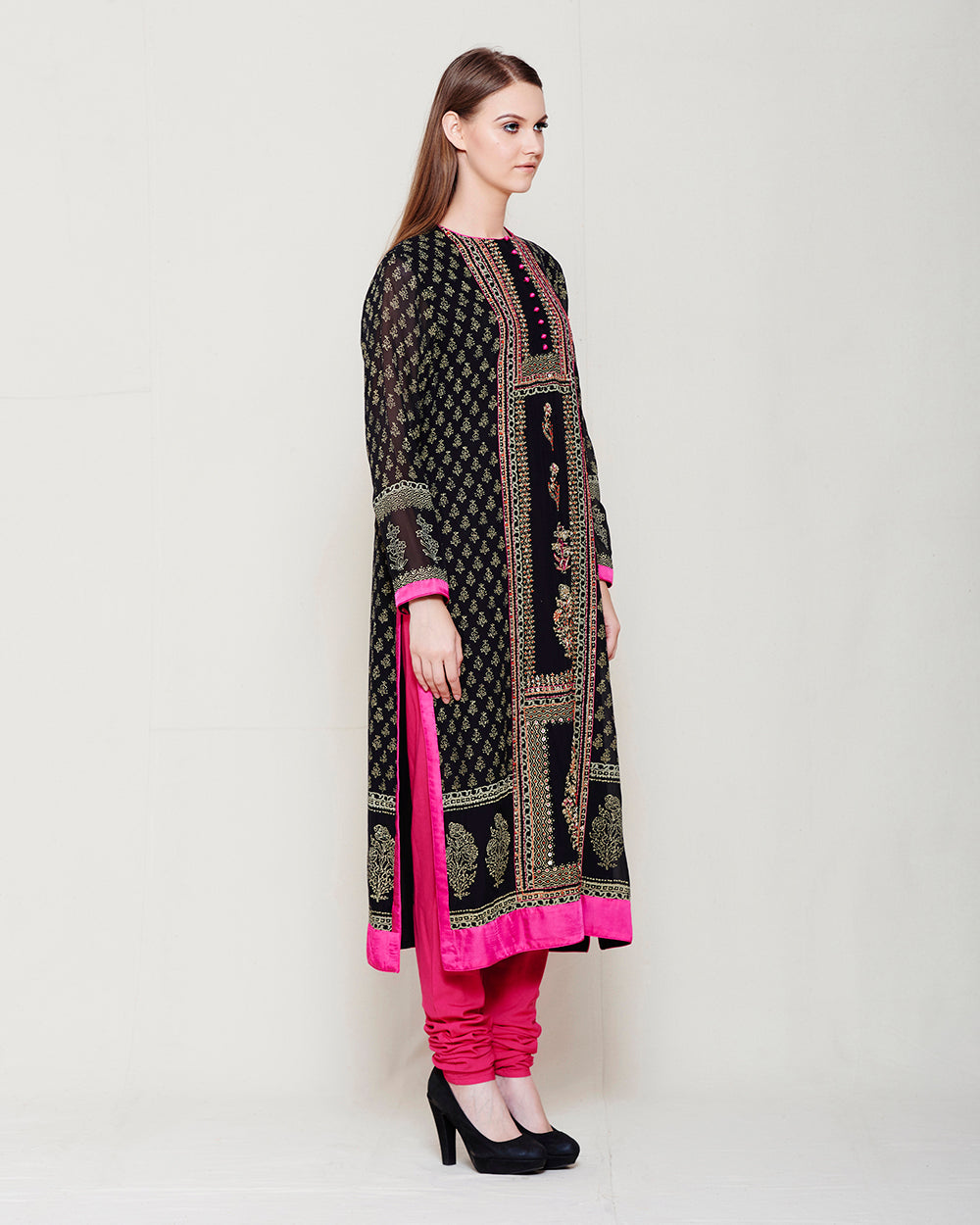 Black Beige Kurta Set