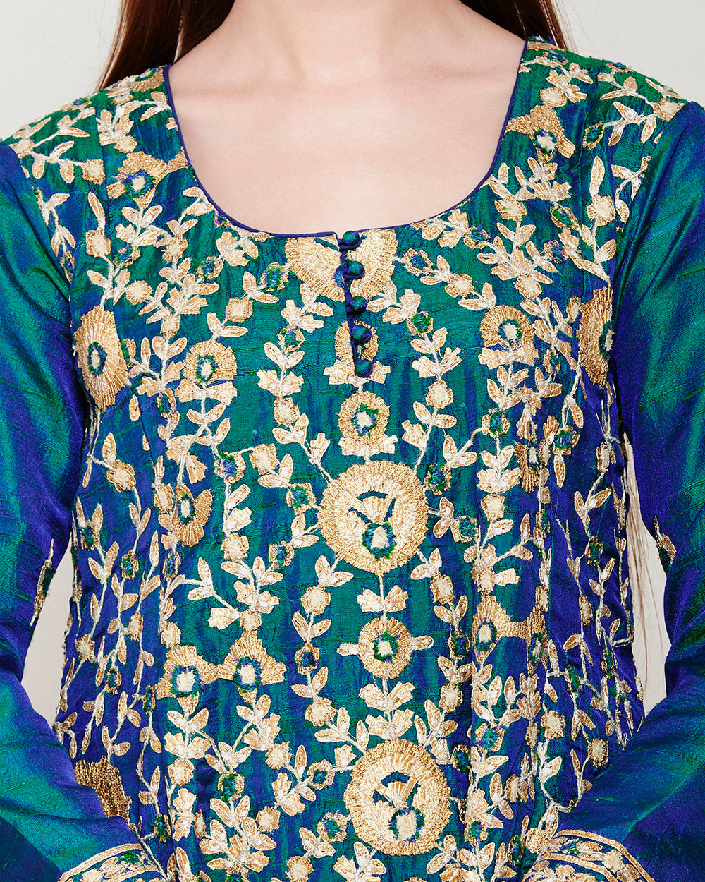 SILK KURTA SHARARA SET WITH HEAVY GOTA WORK
