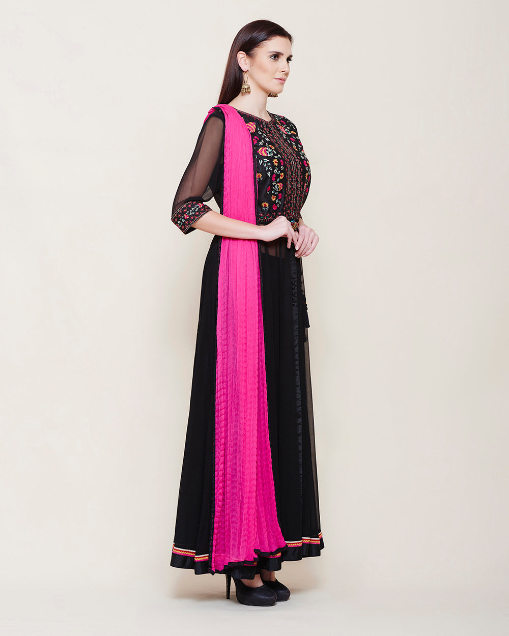 Black Anarkali Set