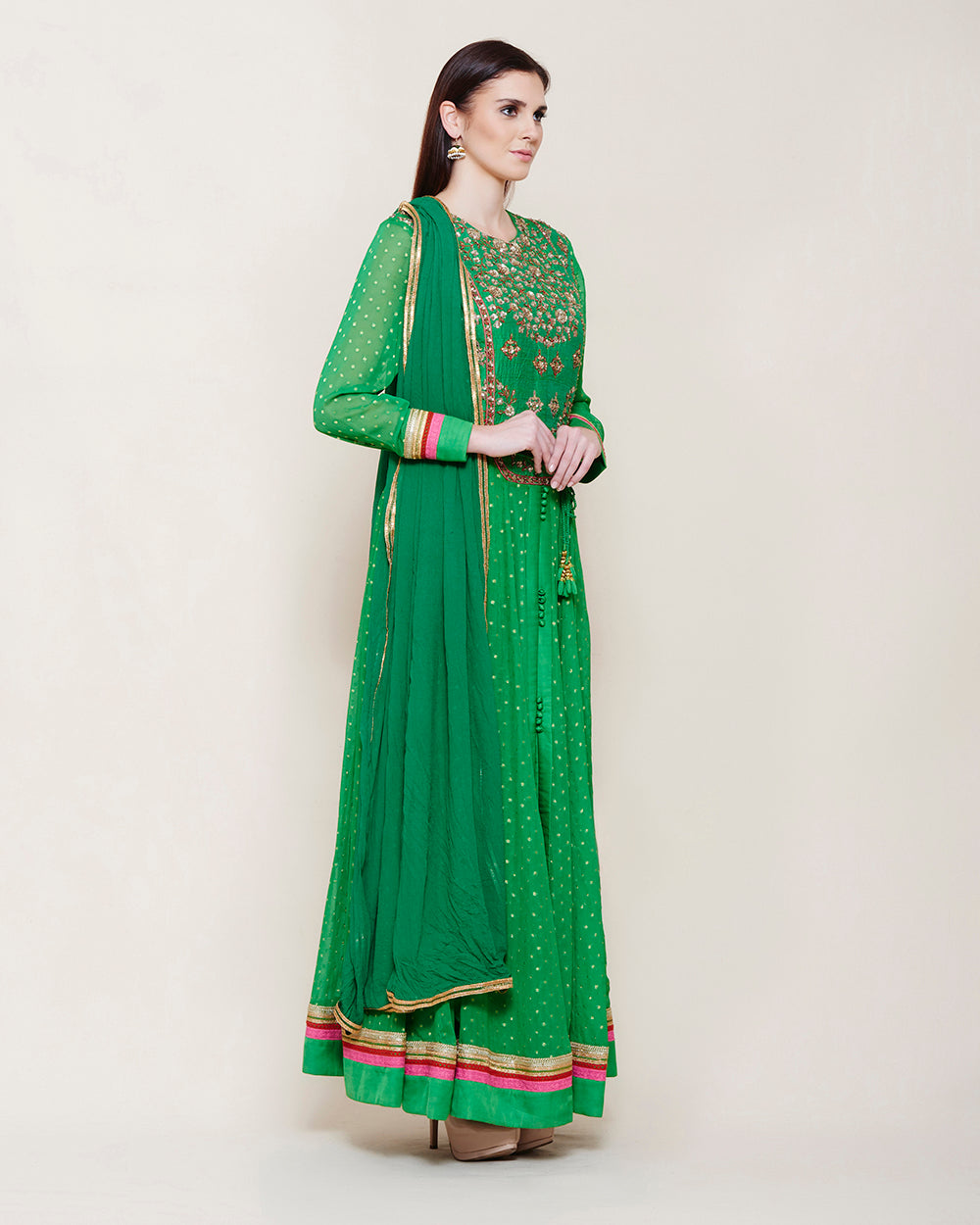 Green Anarkali Set
