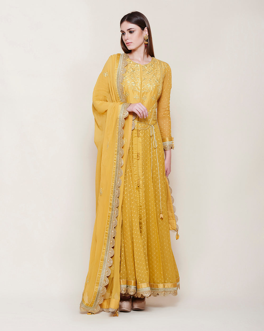 Mustard Yellow Anarkali Set