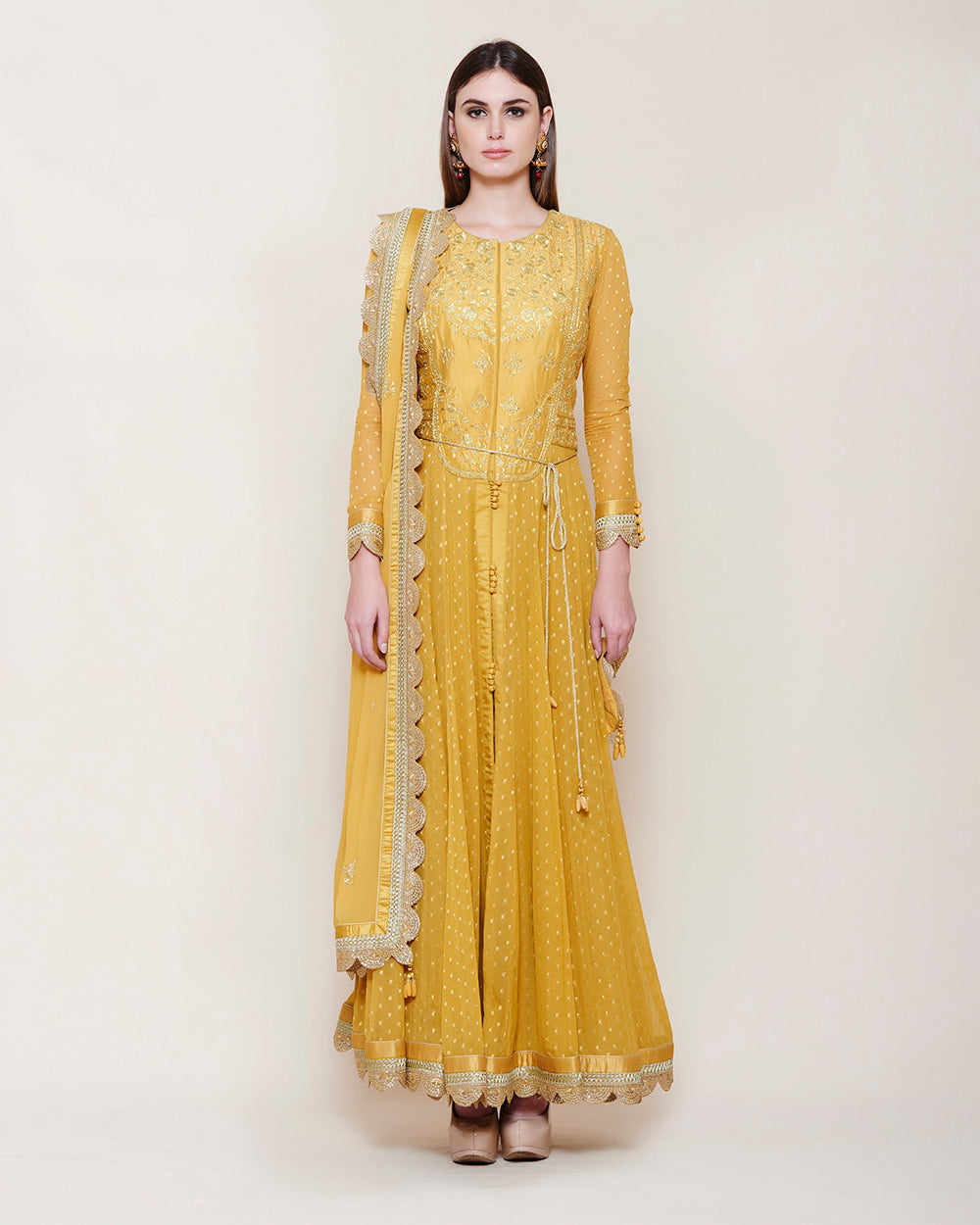 Mustard Yellow Anarkali Set