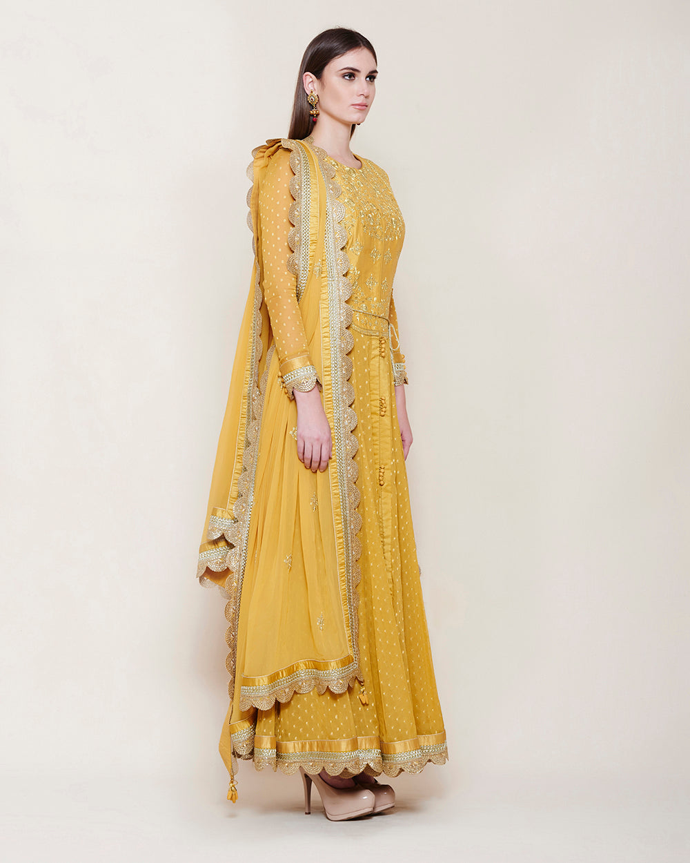 Mustard Yellow Anarkali Set