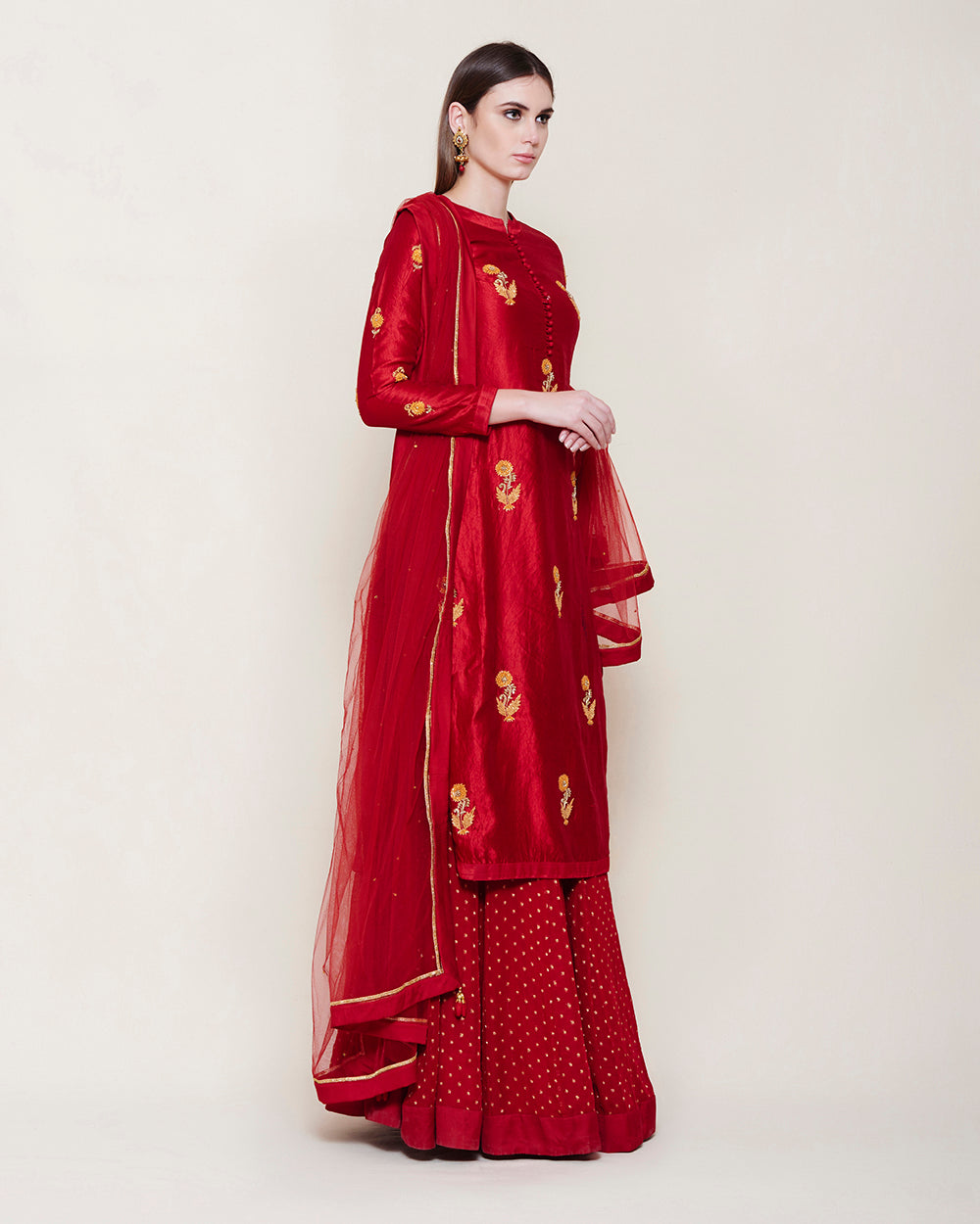 MAROON  KURTA LEHENGA
