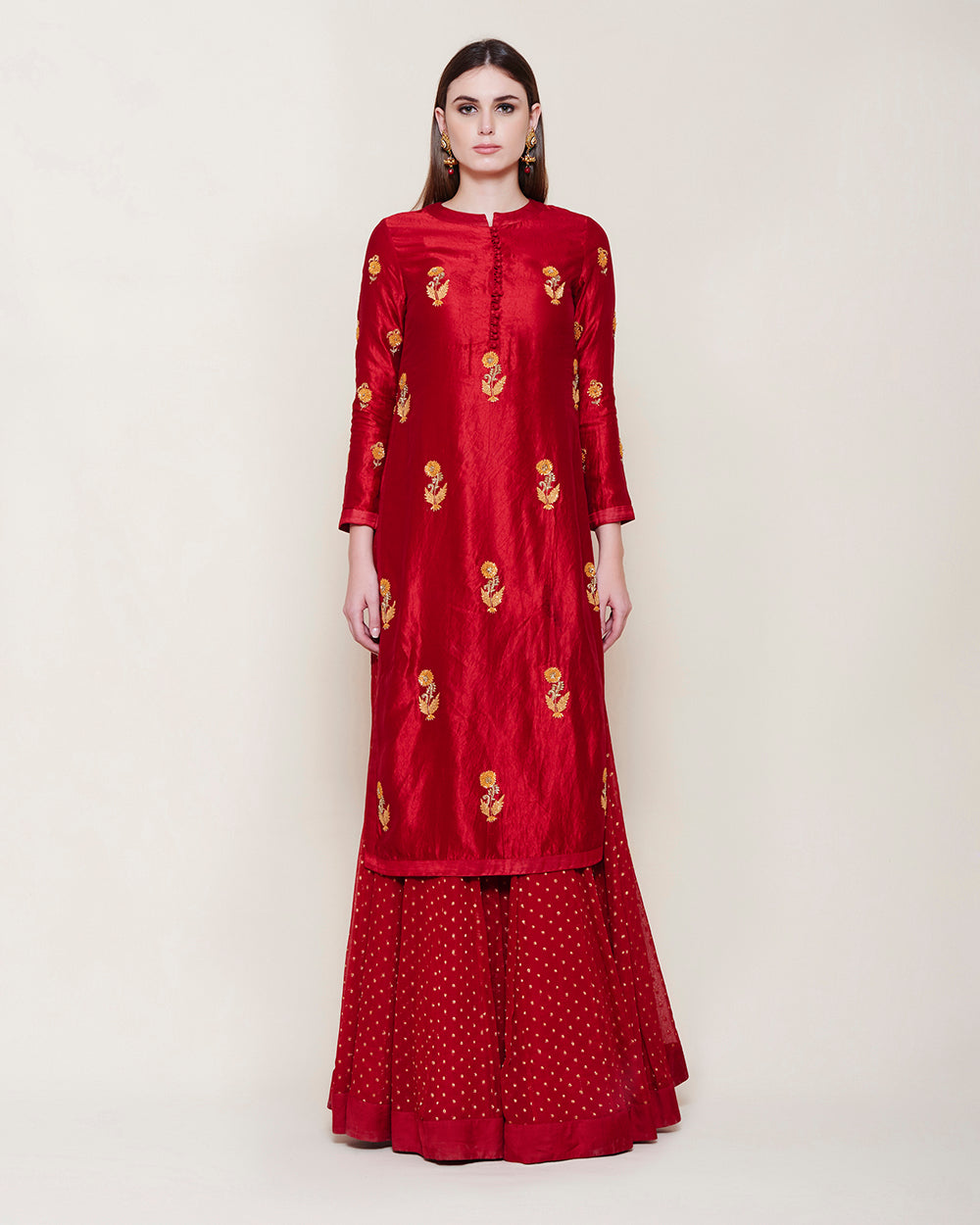 MAROON  KURTA LEHENGA