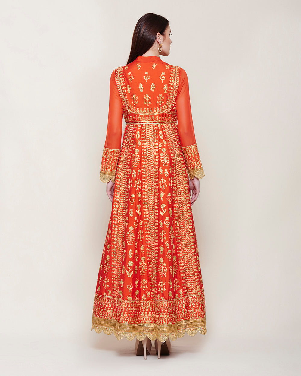 Red & Gold Anarkali Set