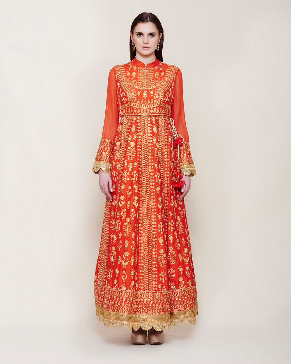 Red & Gold Anarkali Set