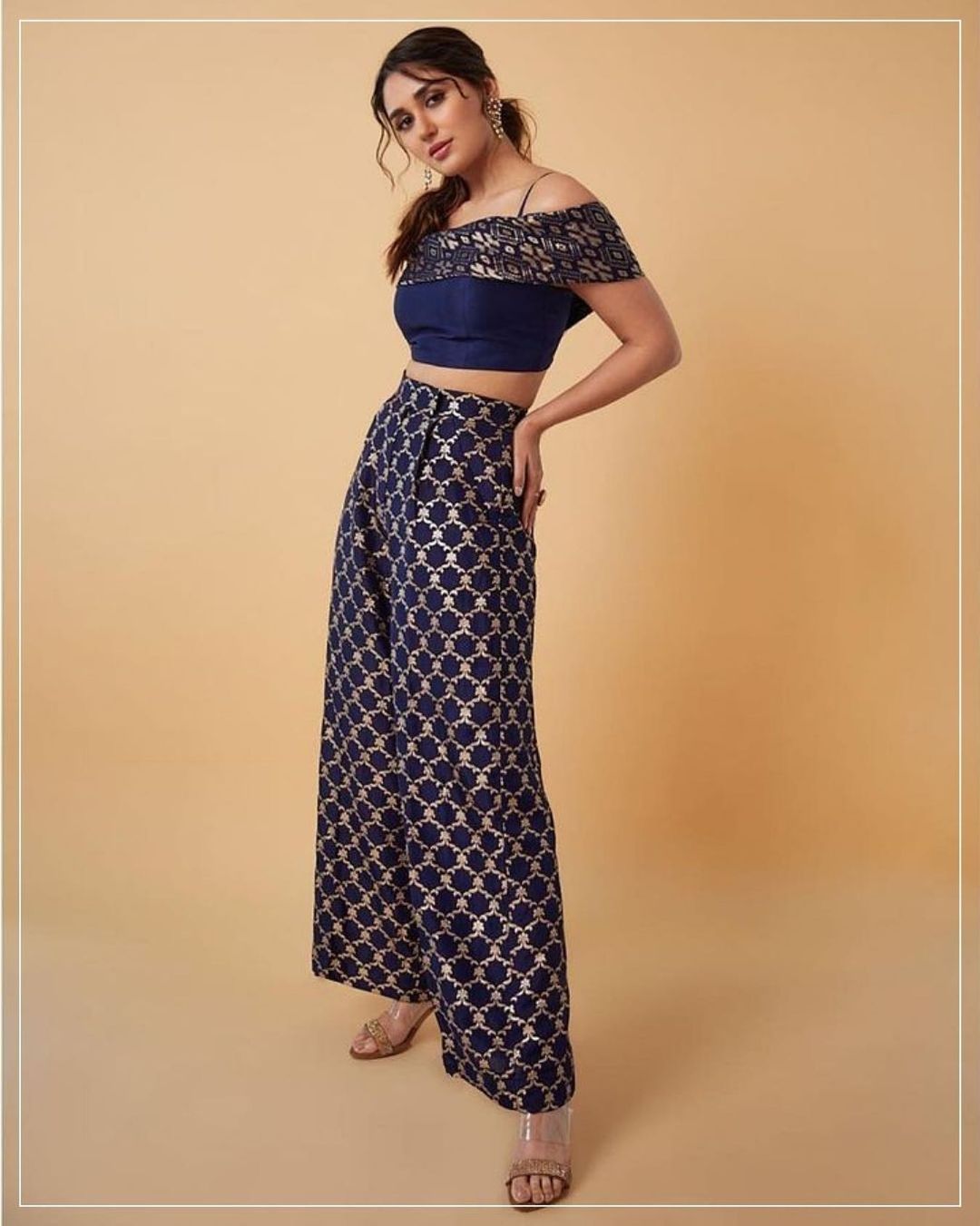 Nikita Dutta in Marigold Brocade Strappy Co-Ord Set