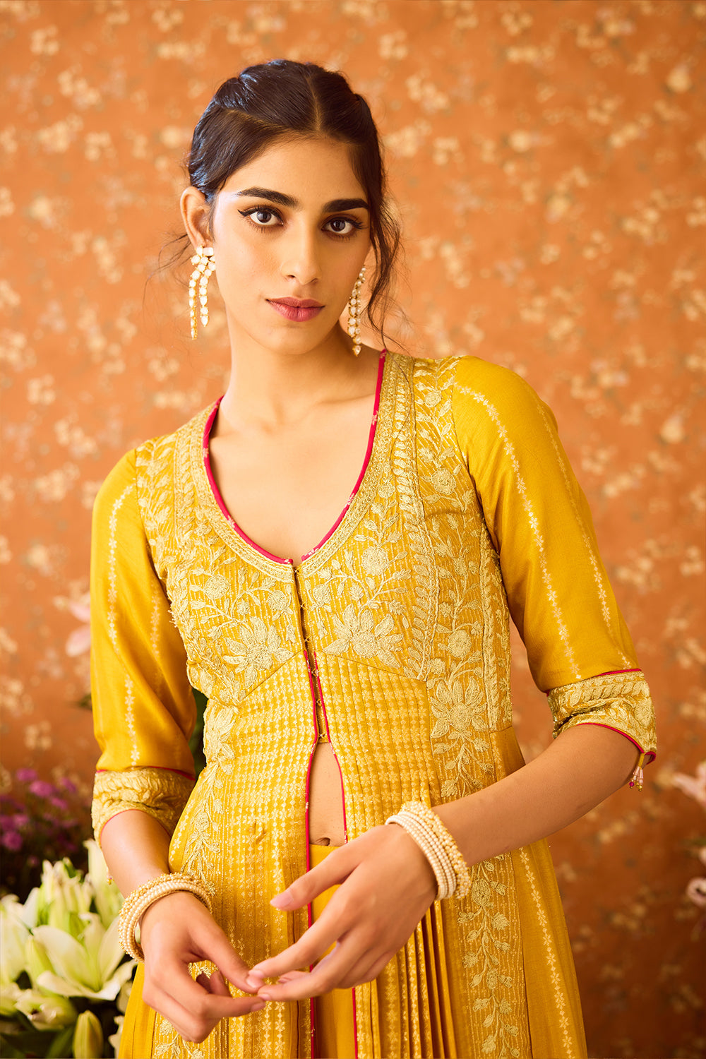 Golden Yellow Anarkali Set