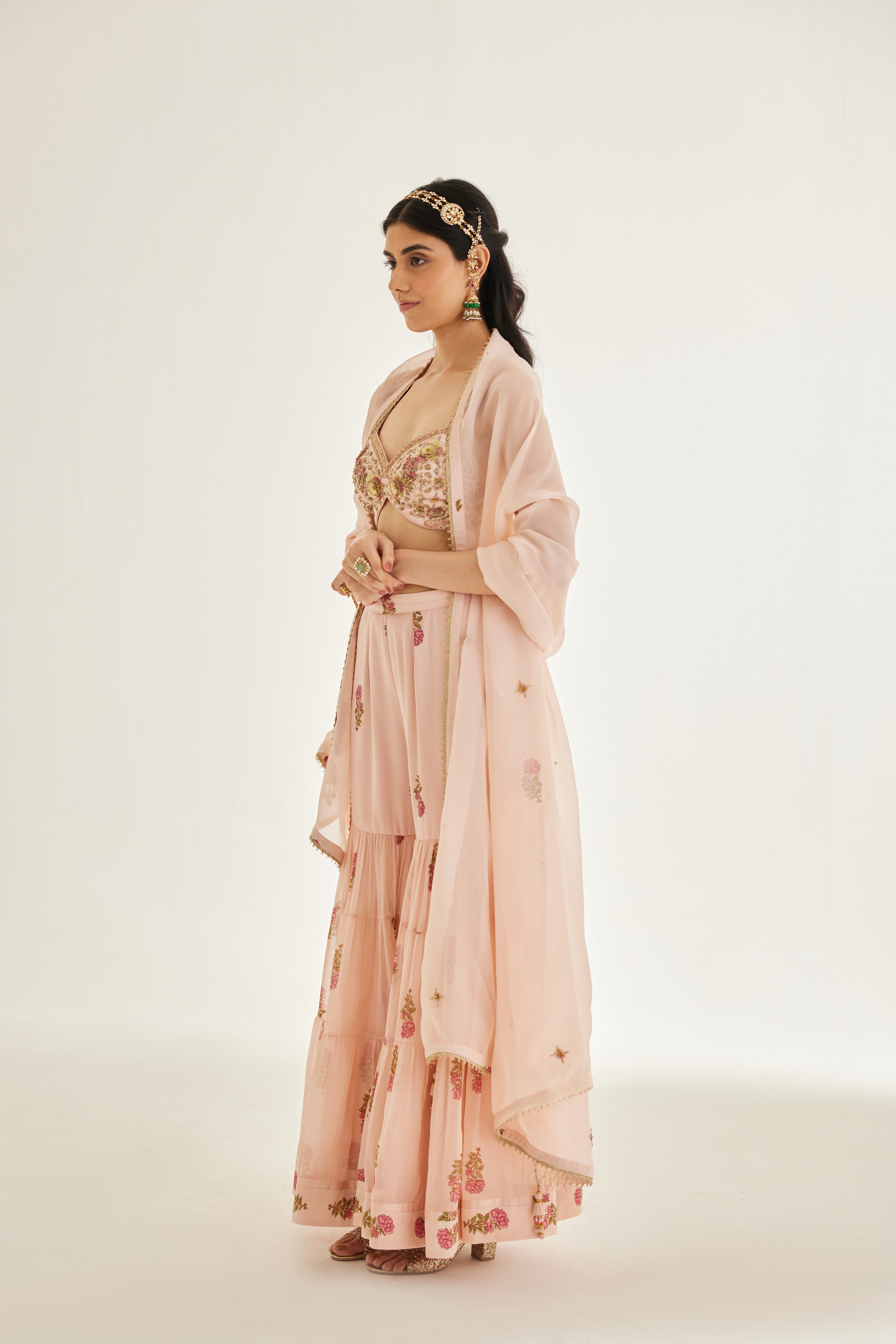 Shell Pink Sharara Set