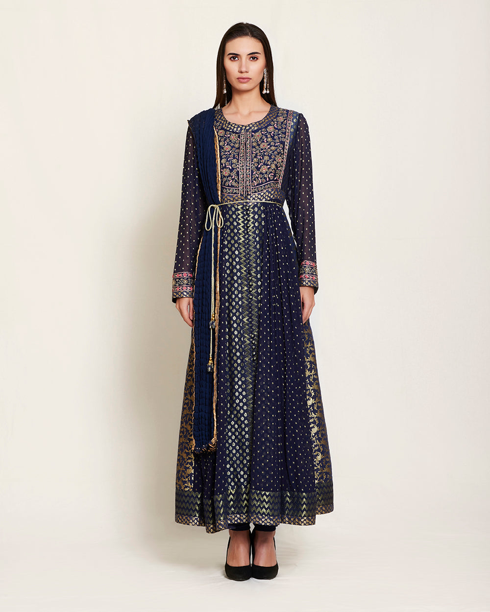 Navy blue anarkali set