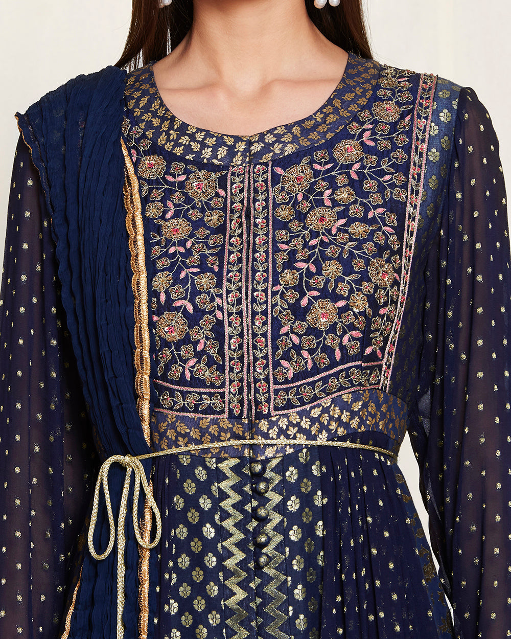 Navy blue anarkali set