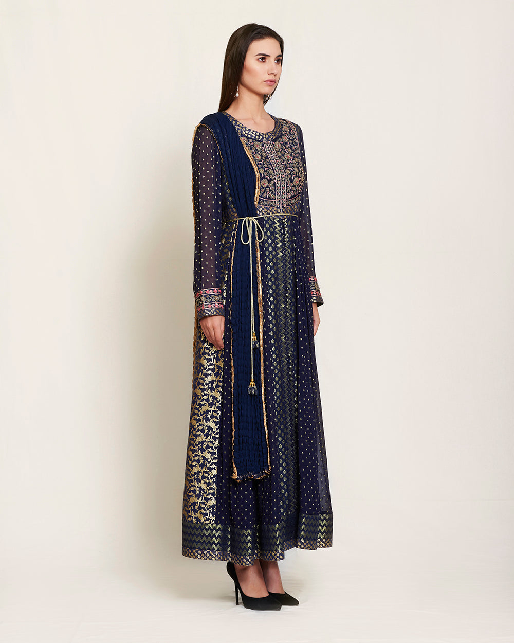 Navy blue anarkali set