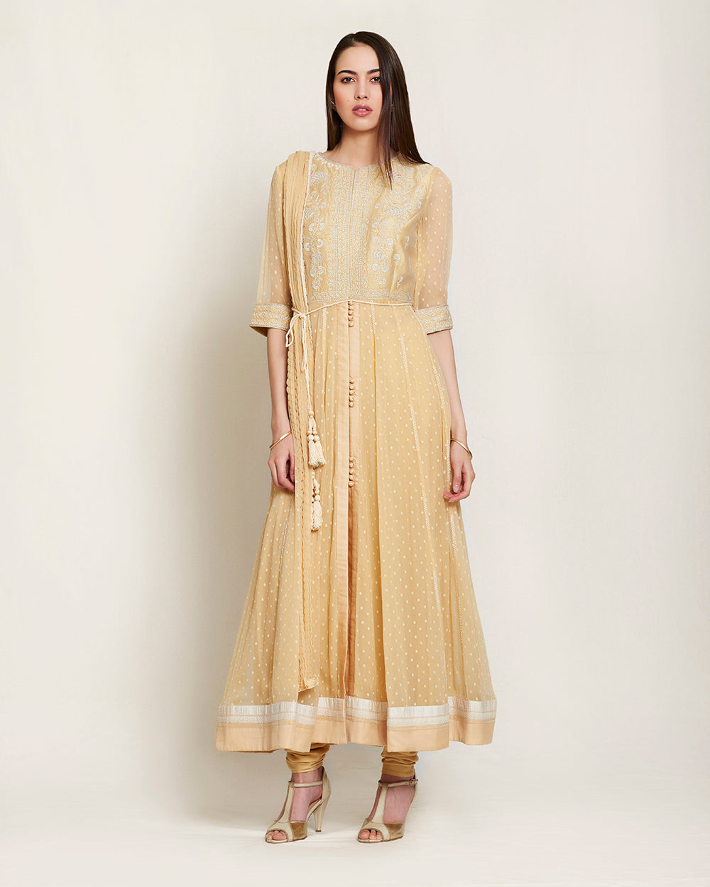 Beige Anarkali Set