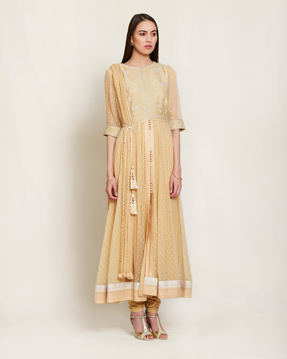 Beige Anarkali Set