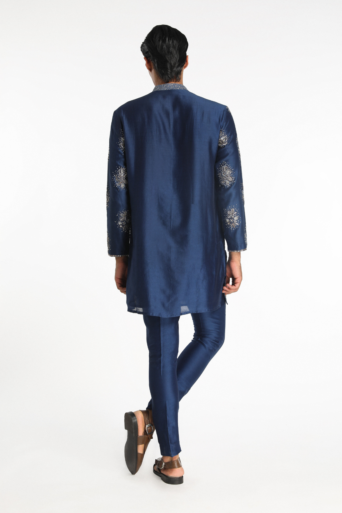 Regalia - Navy Blue Chanderi Silk Kurta Set