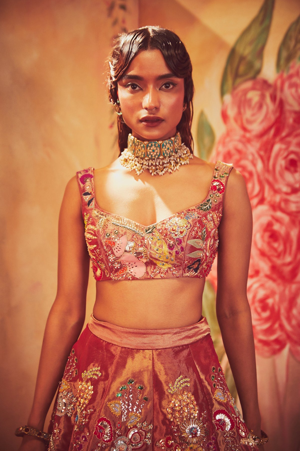 Ruby - Maroon Tissue Lehenga Set