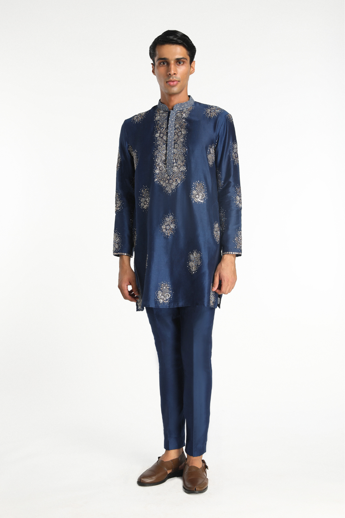 Regalia - Navy Blue Chanderi Silk Kurta Set