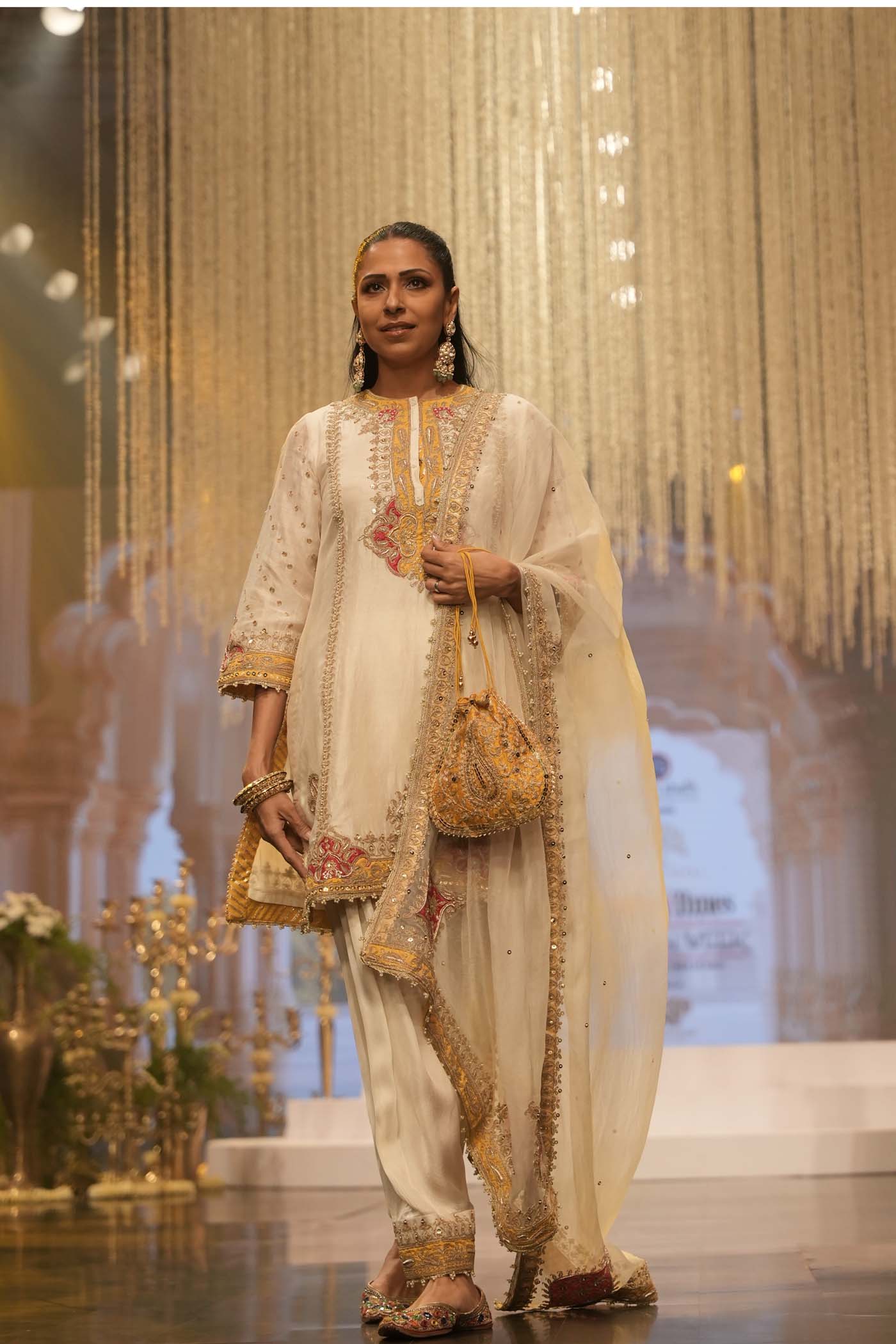 Ziana -  Daisy Ivory Short Straight Kurta with Salwar and Dupatta