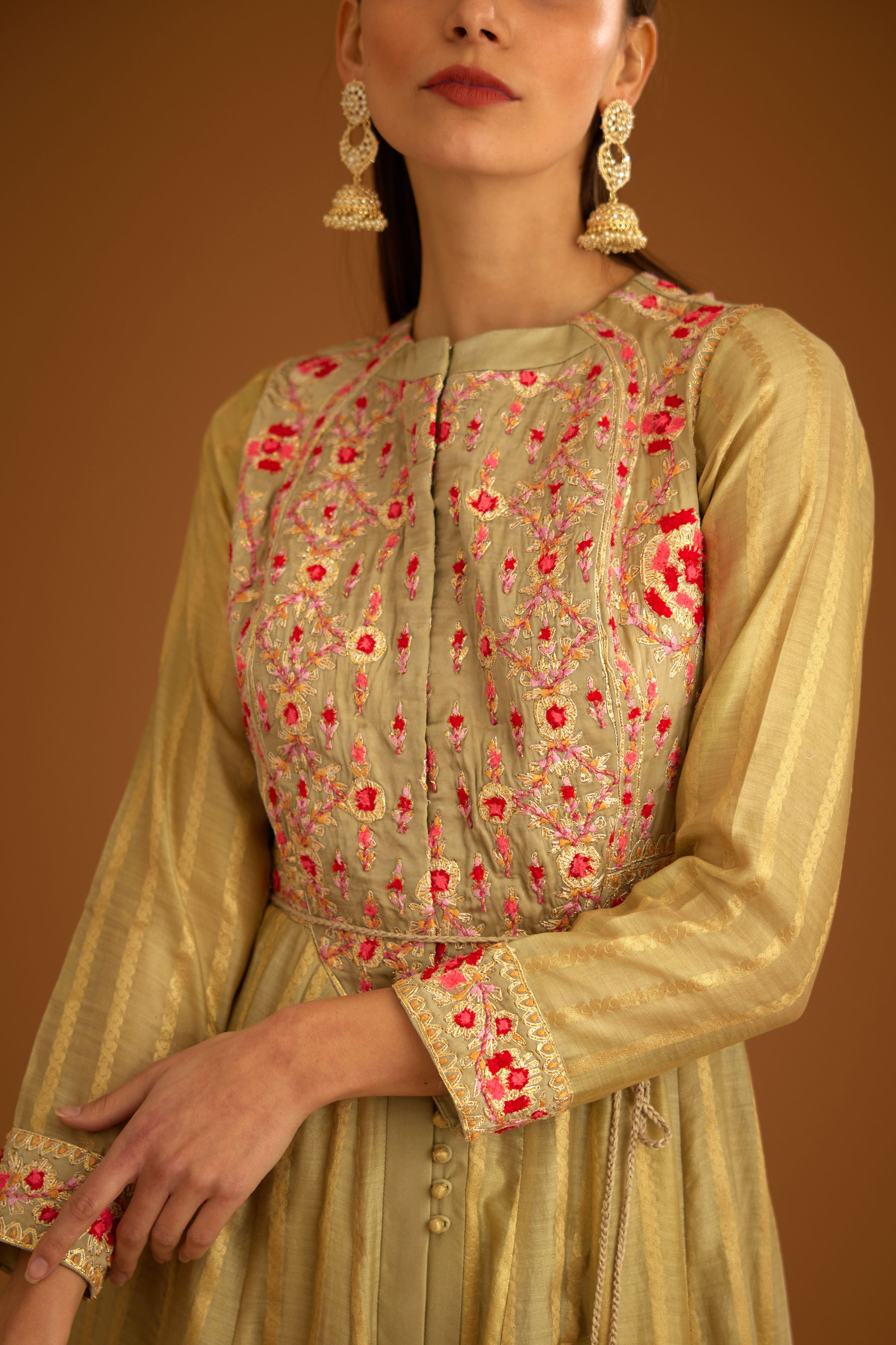 Neutral Anarkali Set