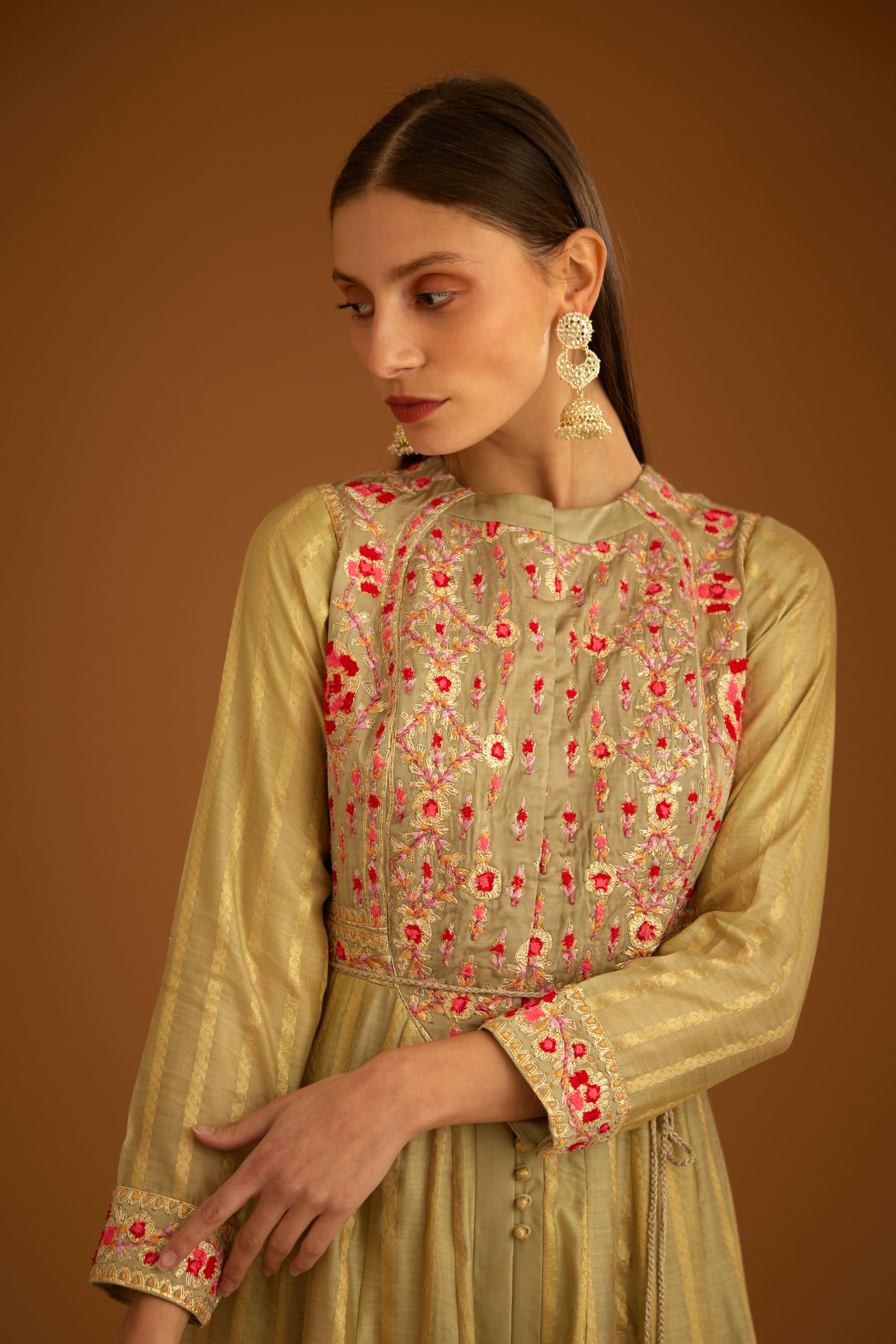 Neutral Anarkali Set