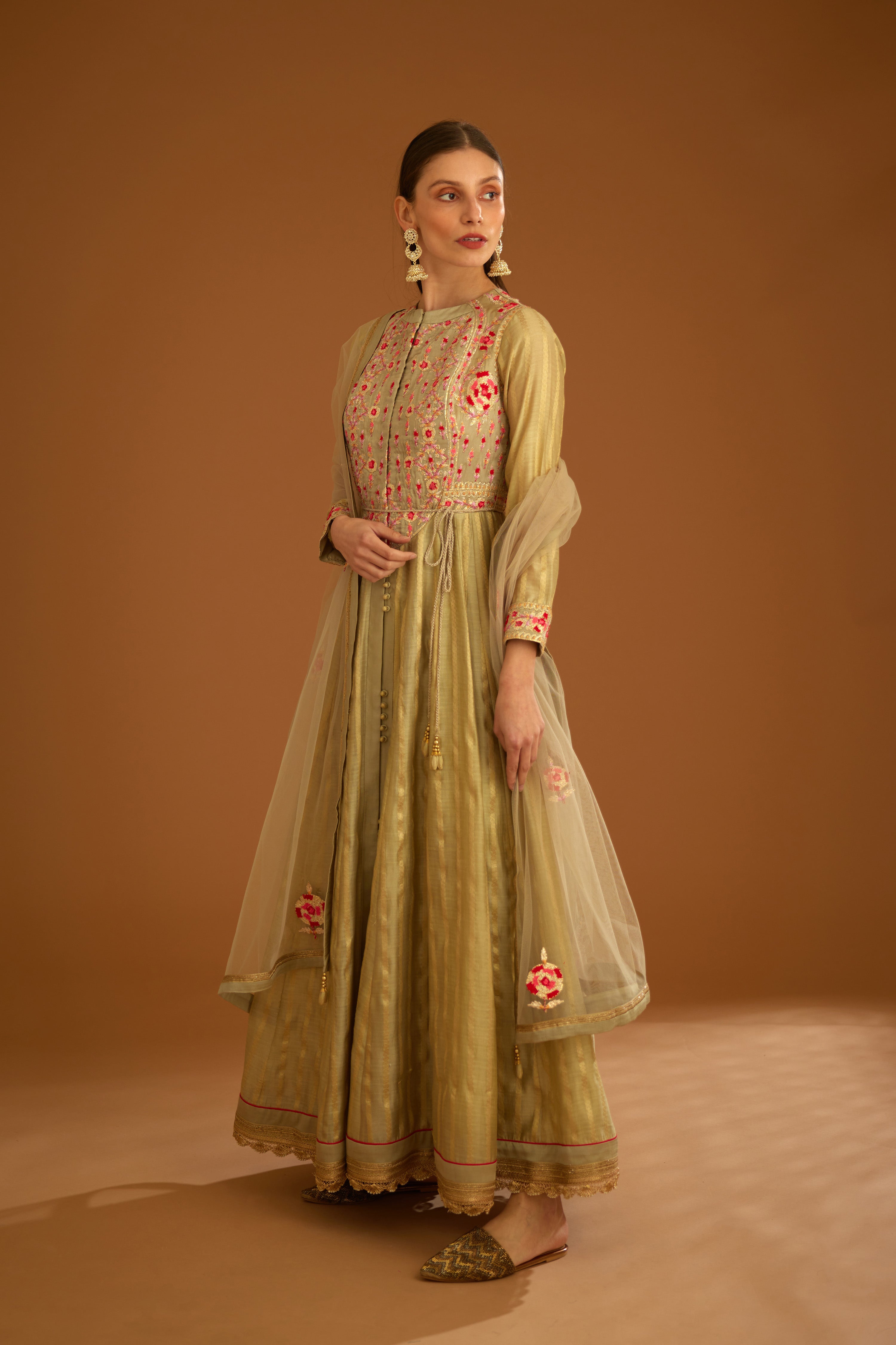 Neutral Anarkali Set