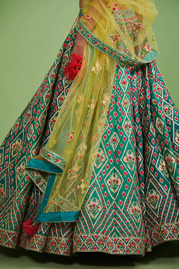 Teal Lehenga Set