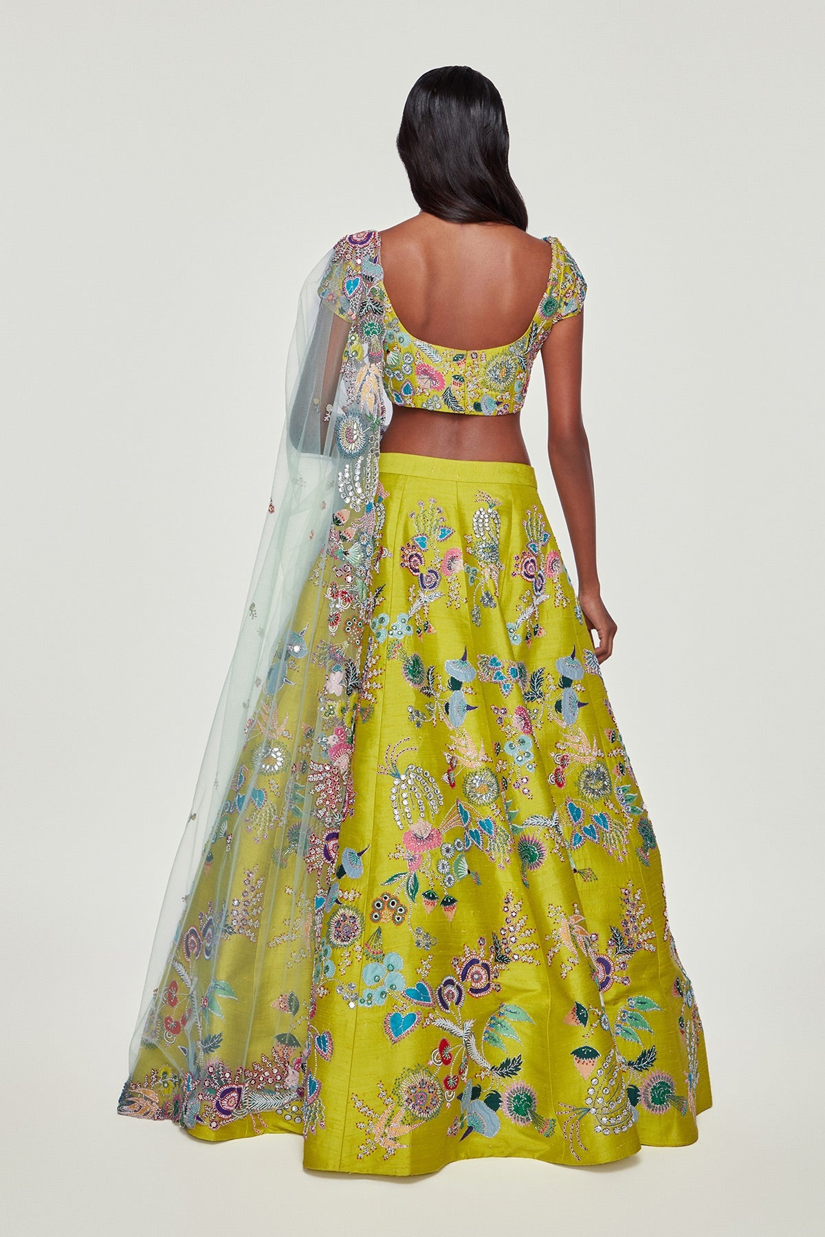 Aurora - Lime Raw Silk Lehenga Set