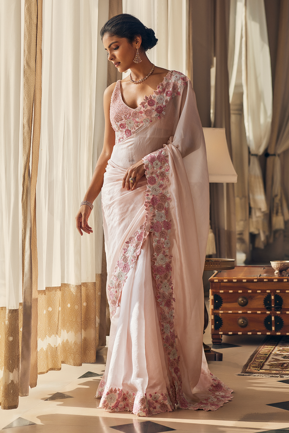 Blush Applique Saree