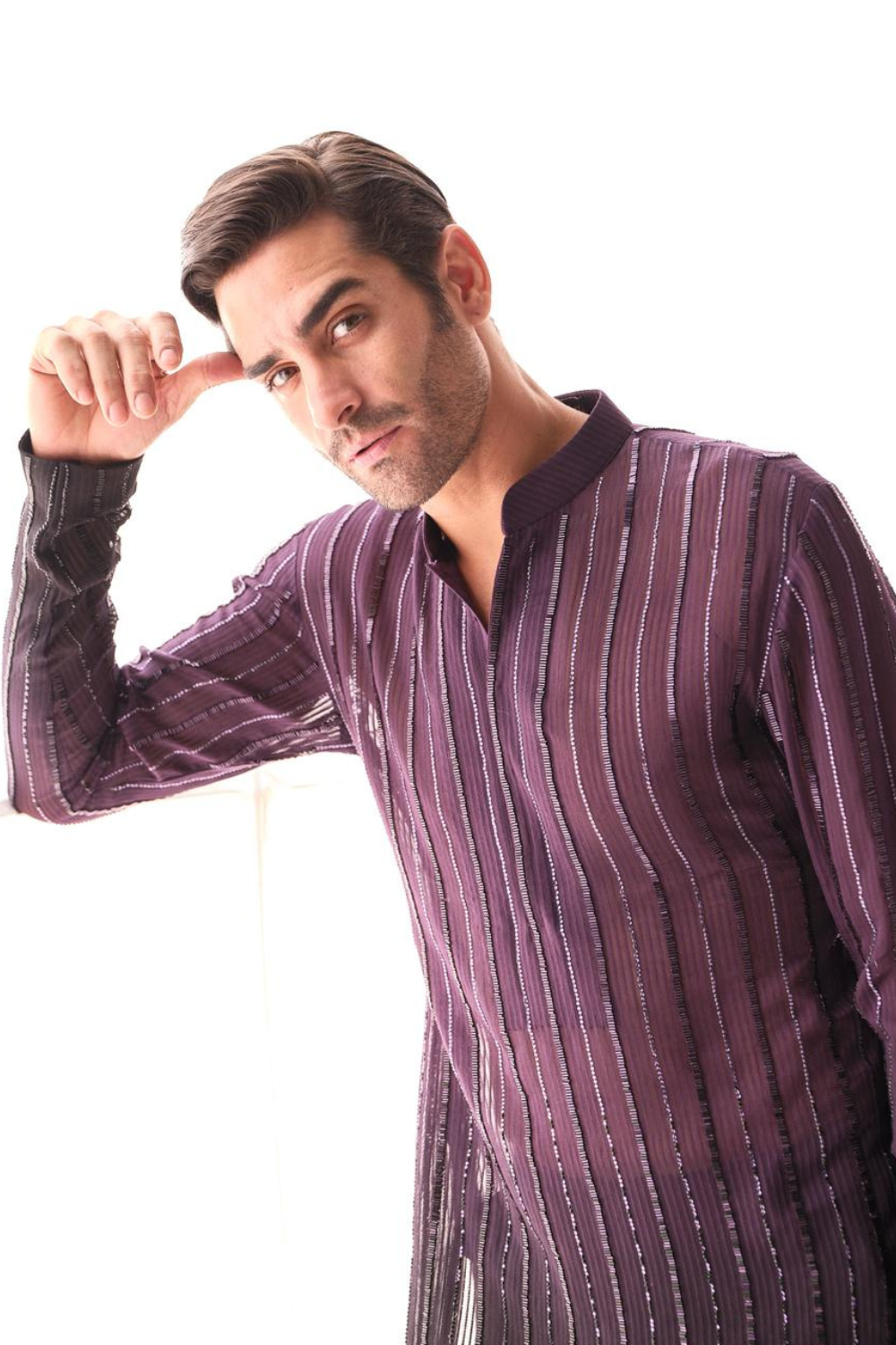 Wine to black ombre kurta