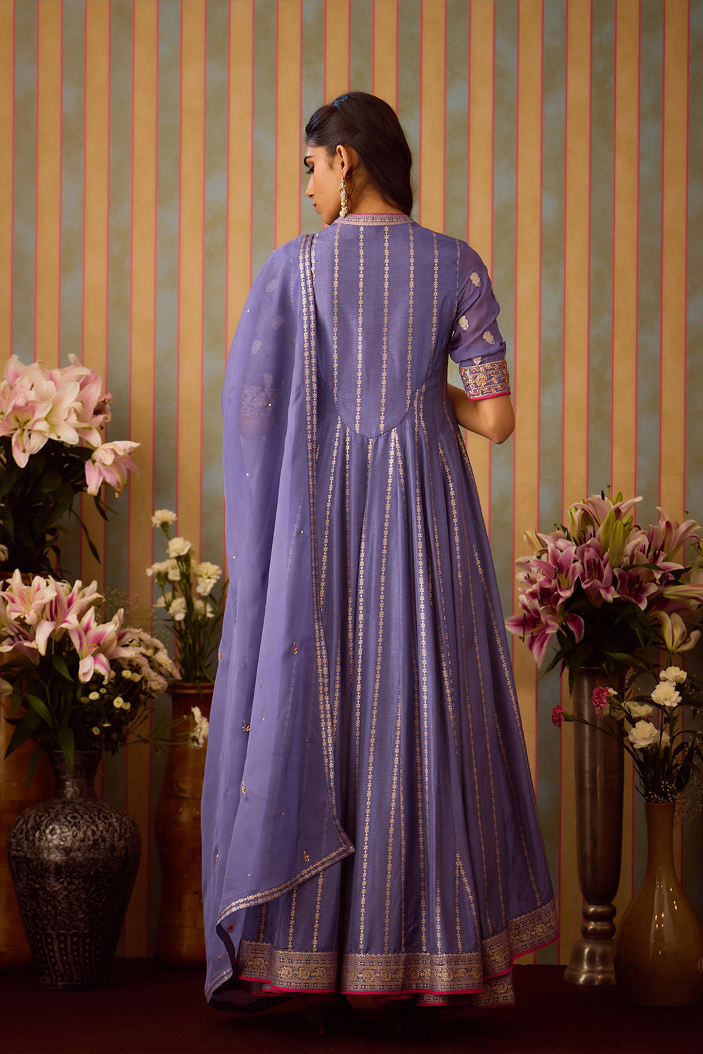 Ave Chicago x Shyam Narayan Prasad Peri Purple Anarkali Sharara Set