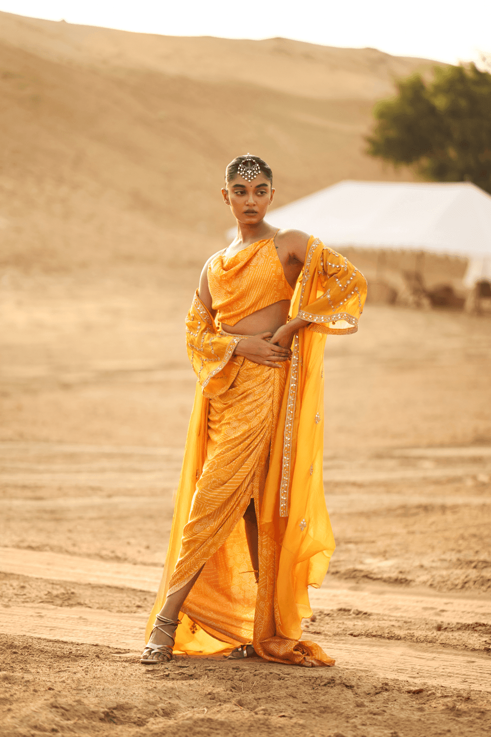 The Draped Skirt And Cowl Handkerchief Top Set