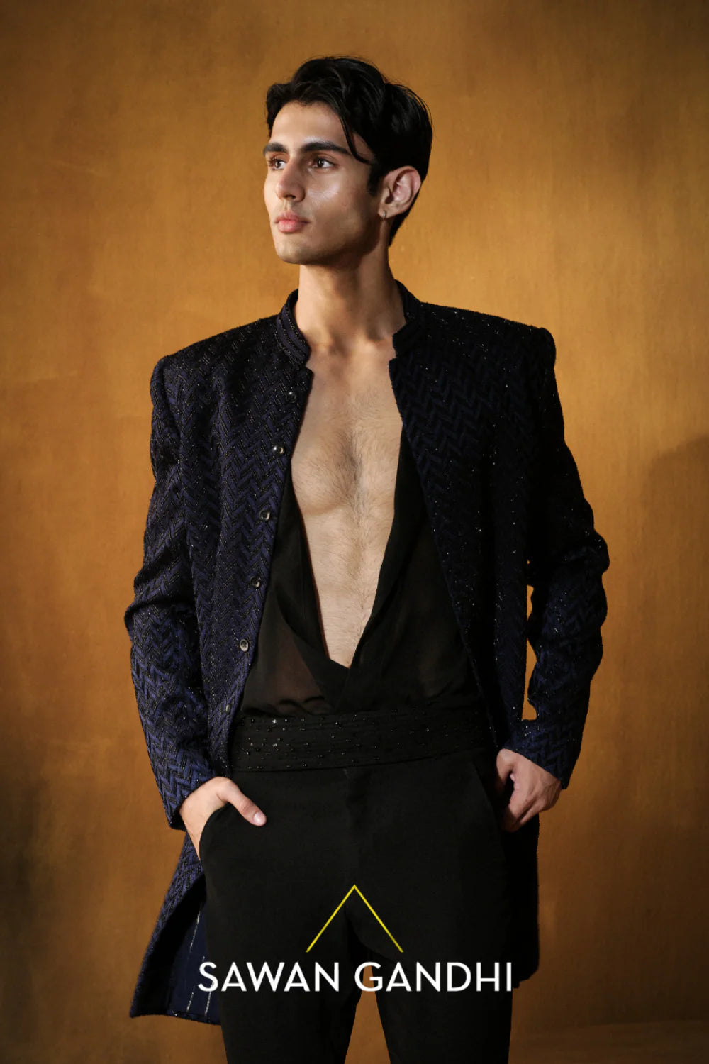 BLACK TO BLUE SHERWANI