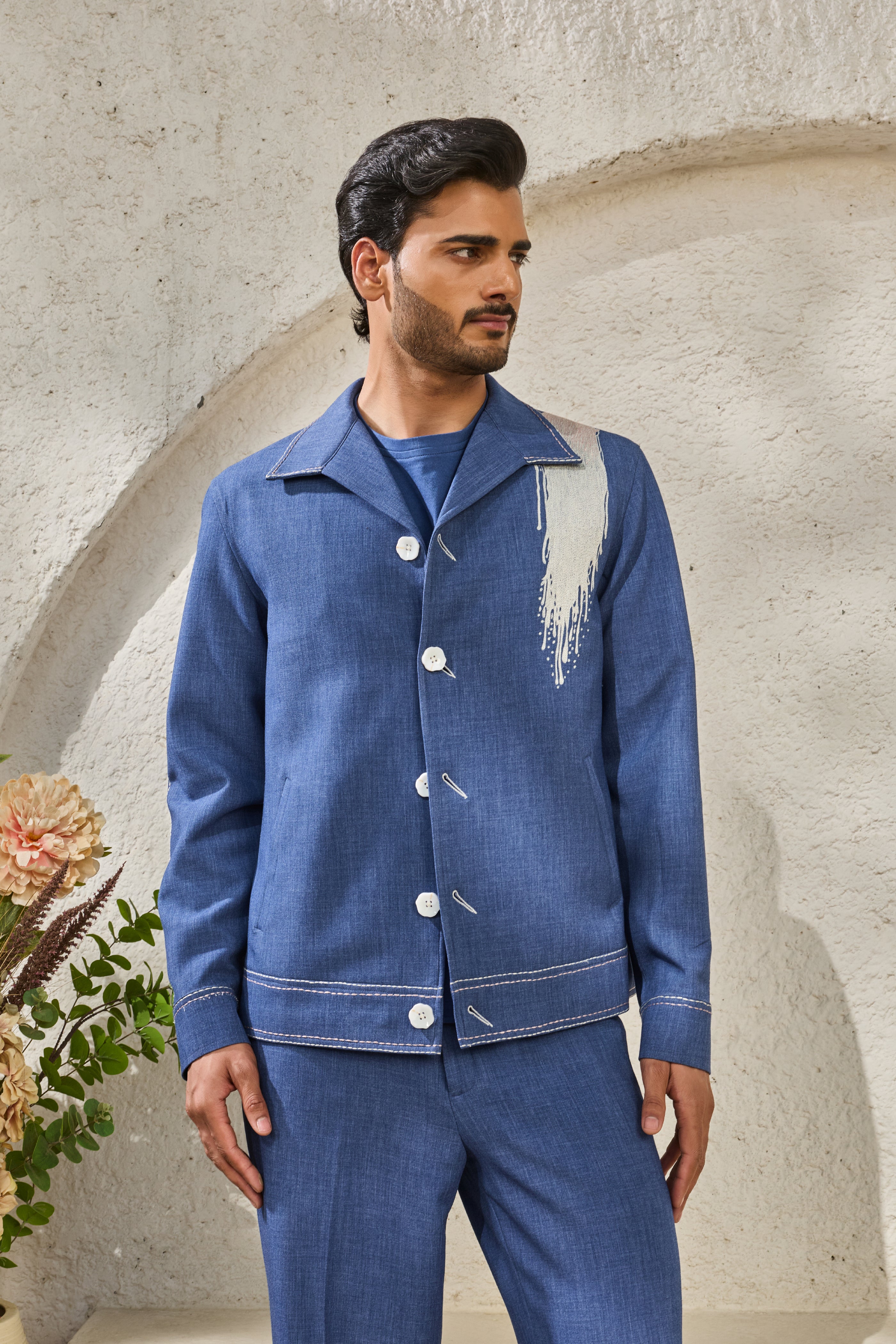 Blue Paint Splash Shacket Set