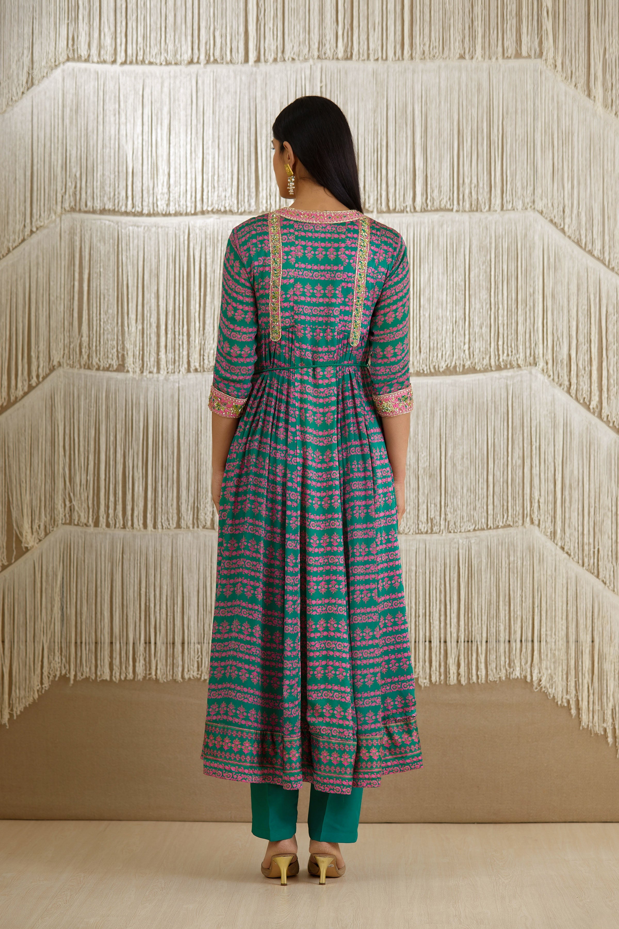 Teal Anarkali set