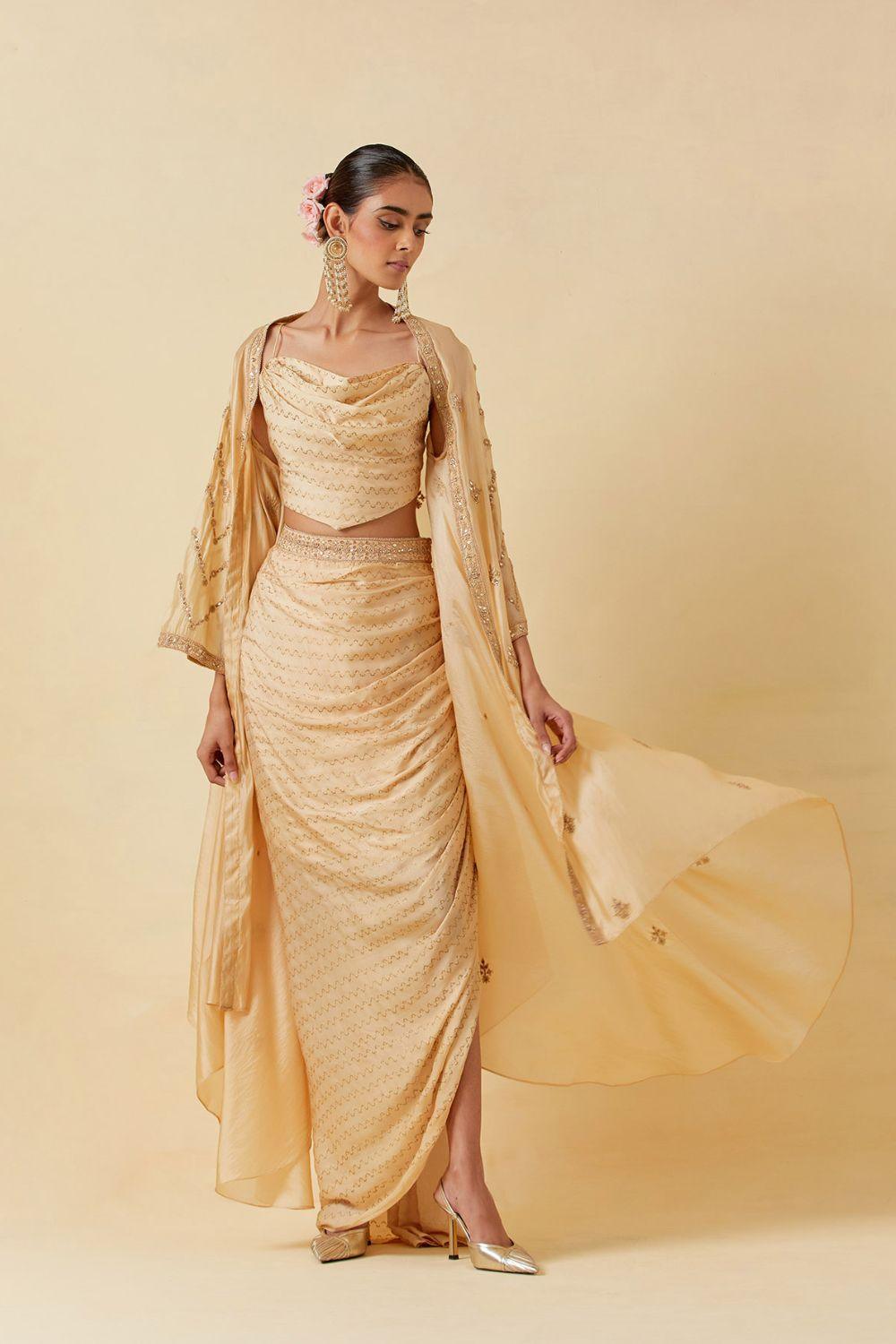 The Draped Skirt And Cowl Handkerchief Top Set
