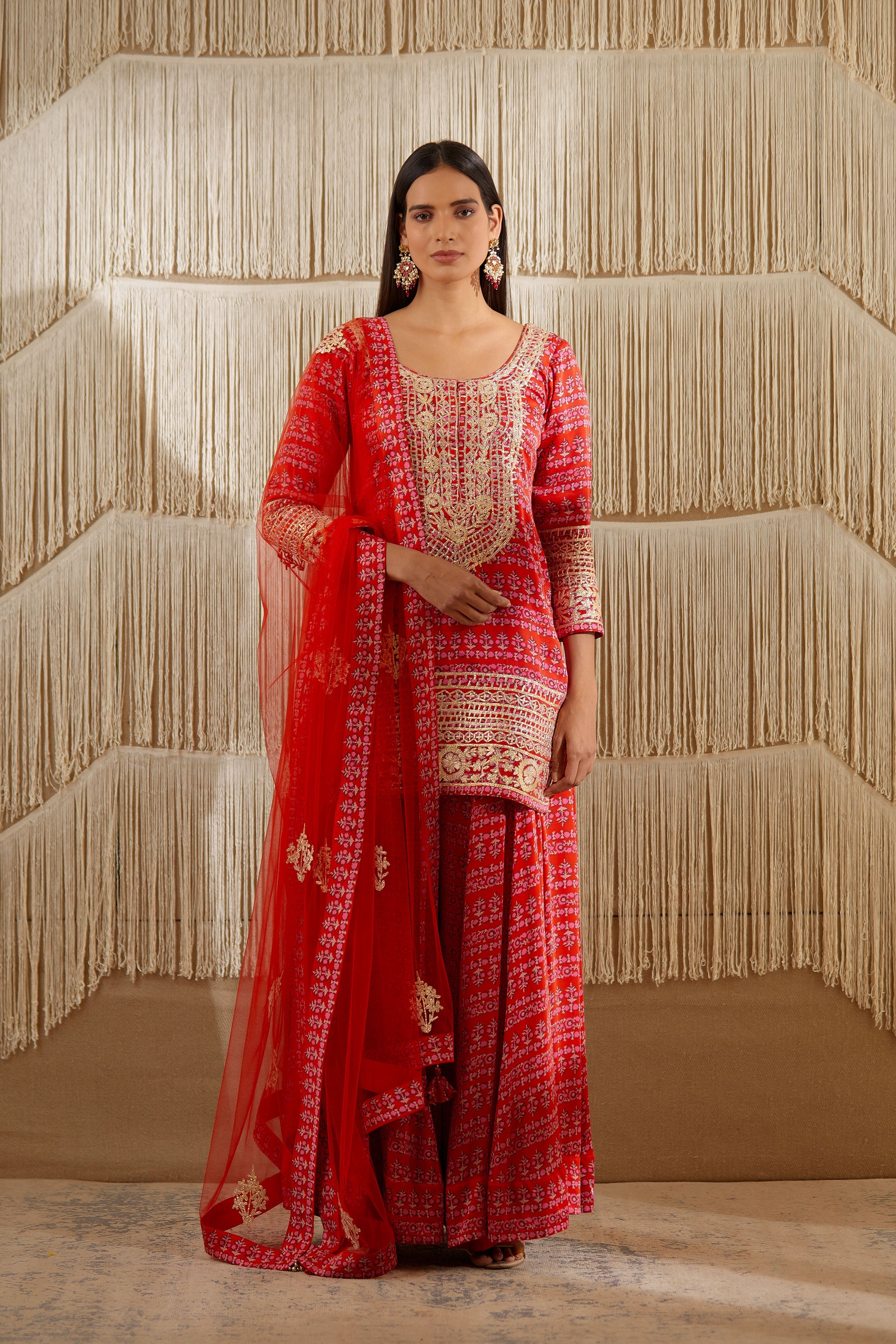 Red Sharara set
