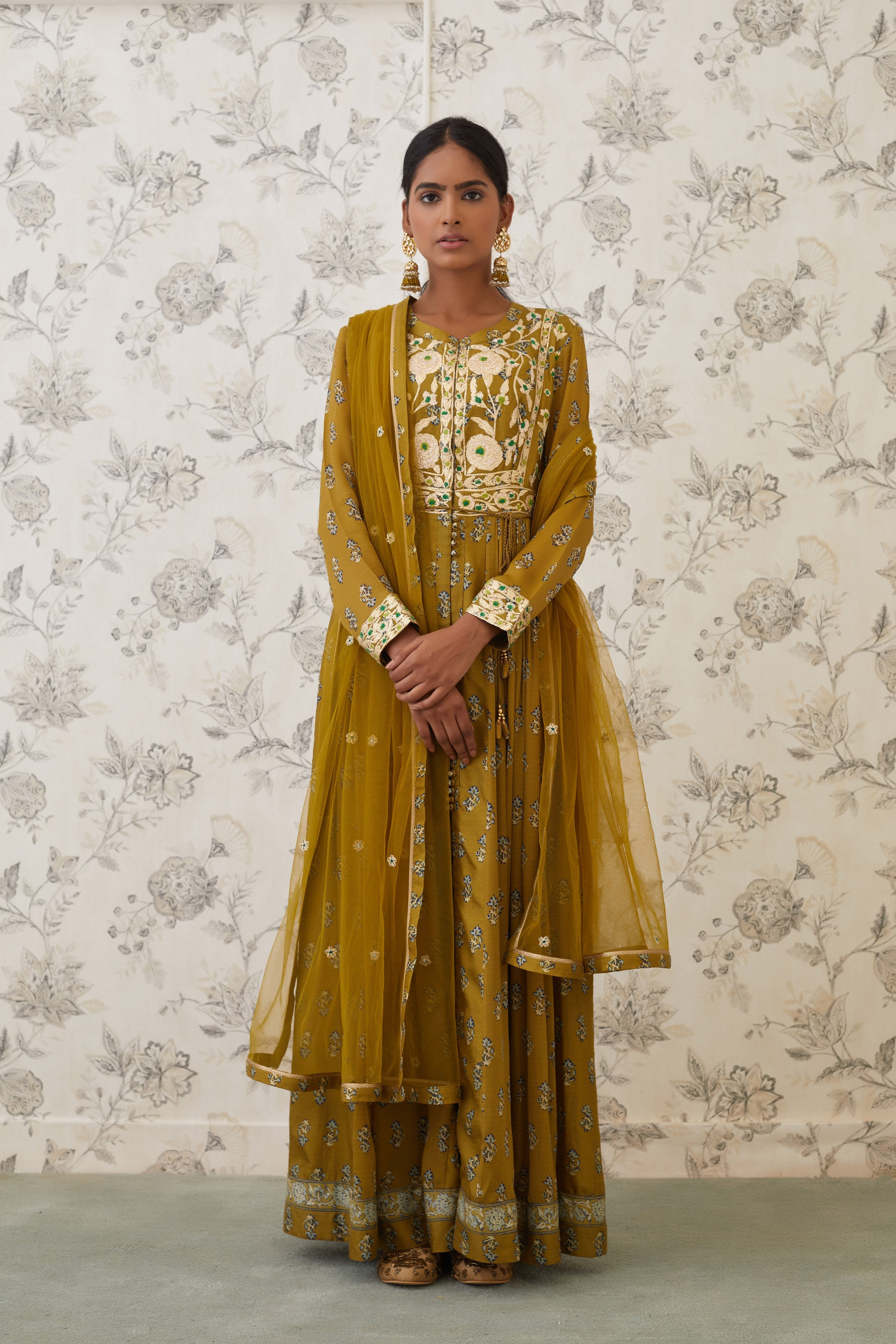 Olive Anarkali Set