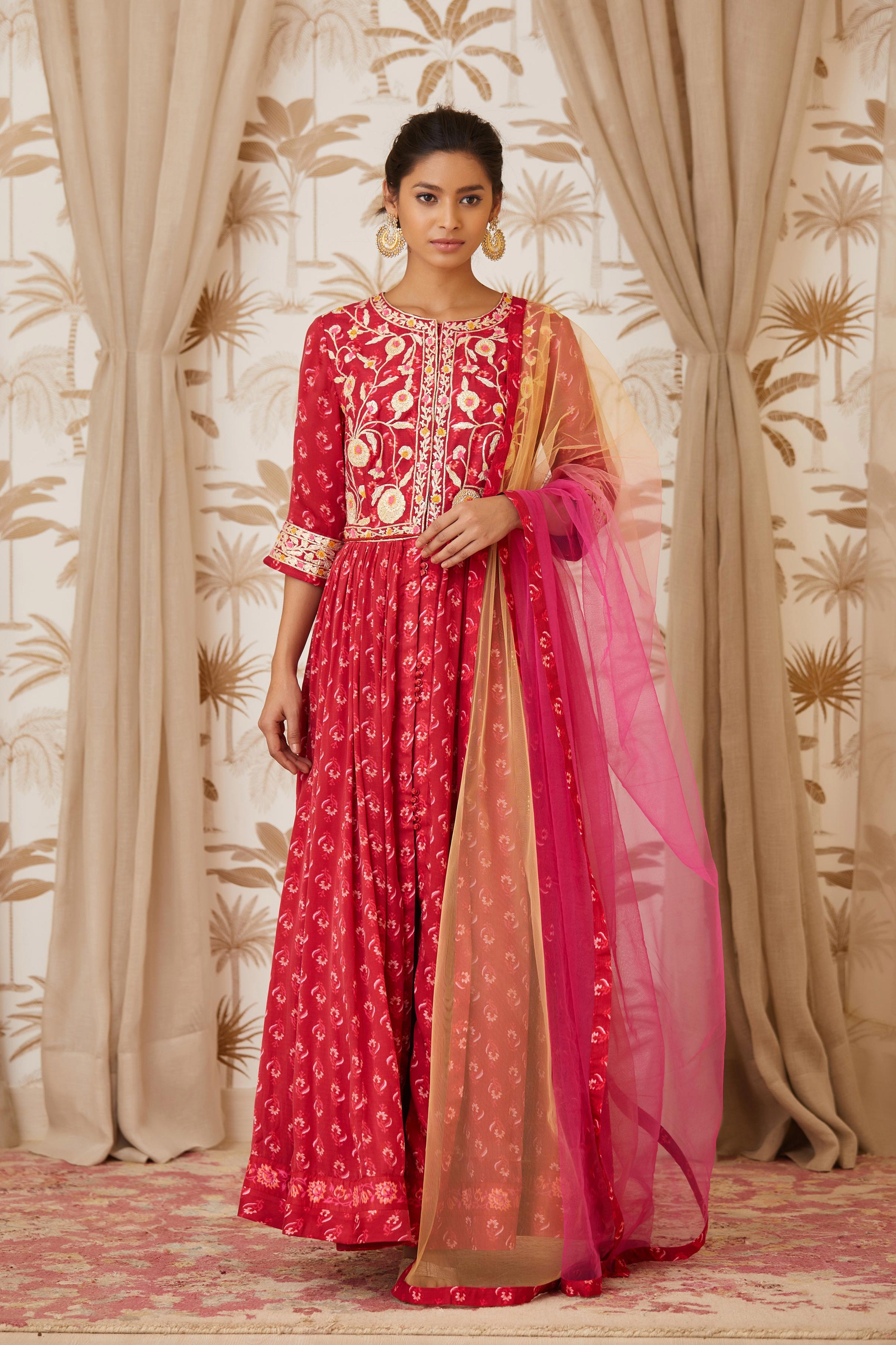 Maroon Anarkali Set
