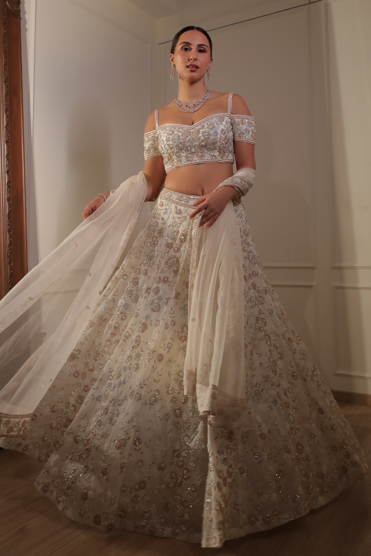 Ivory And Rosegold Lehenga